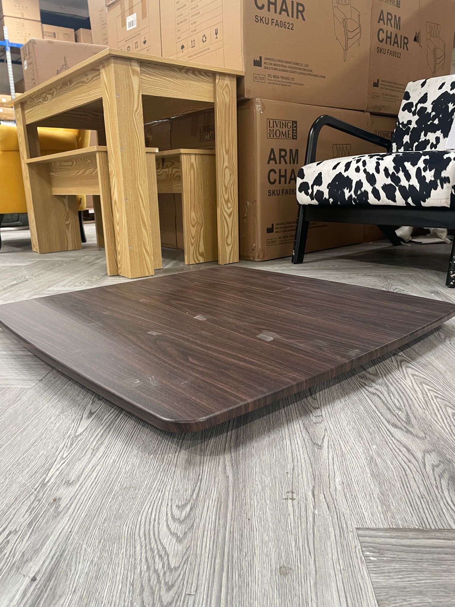 Square Wooden Folding Coffee Table Brown 80cm