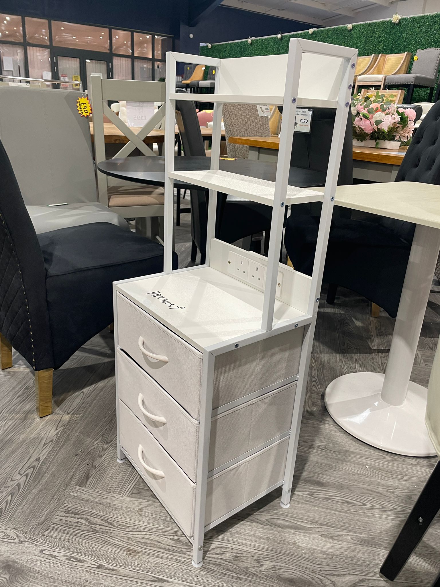 3 Drawers Nightstand Cabinet with Charging Station White