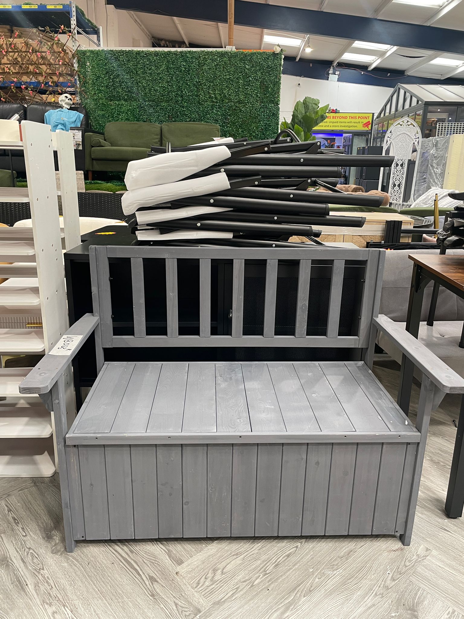 Wooden Storage Bench Dark Grey