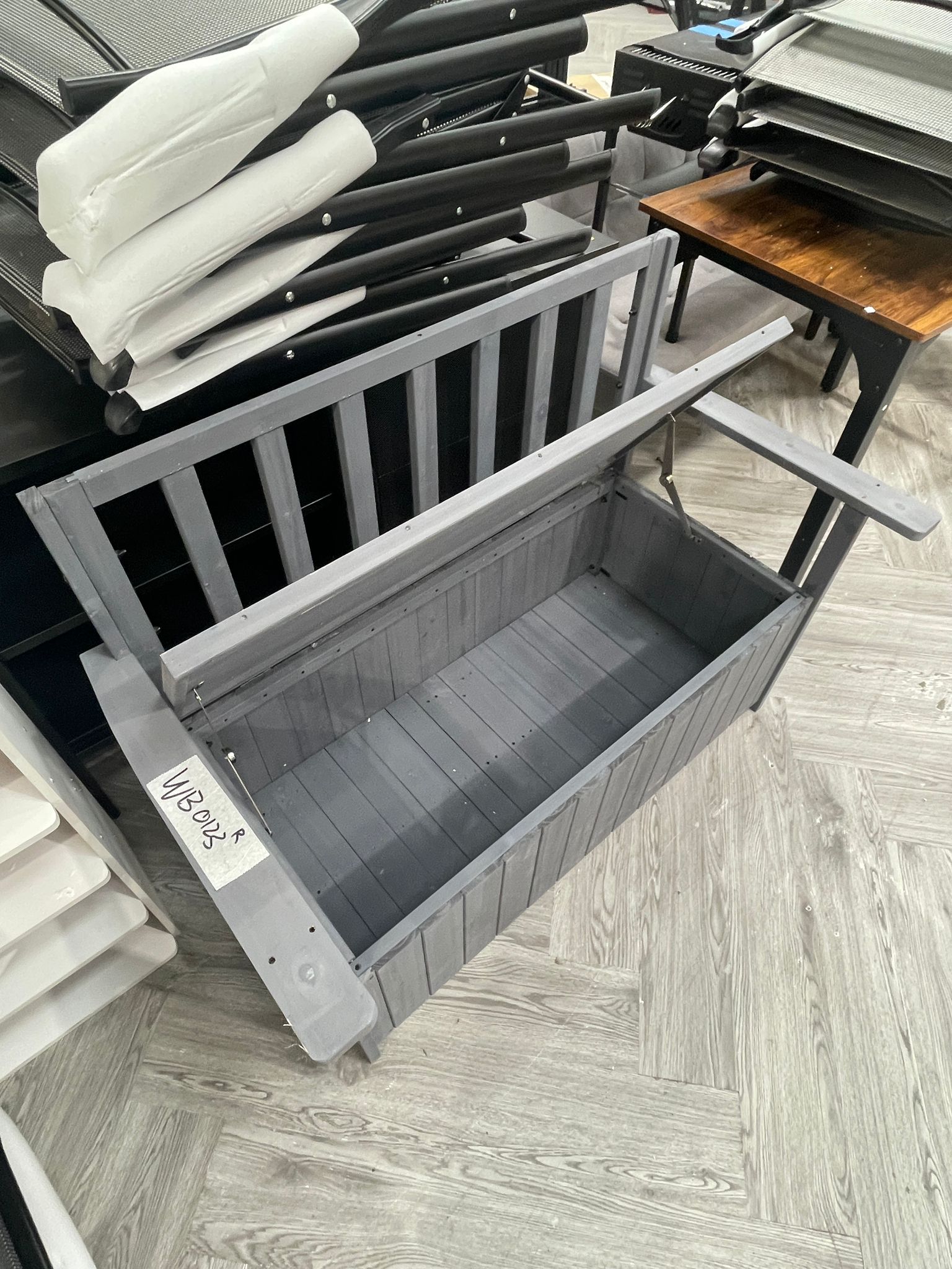 Wooden Storage Bench Dark Grey