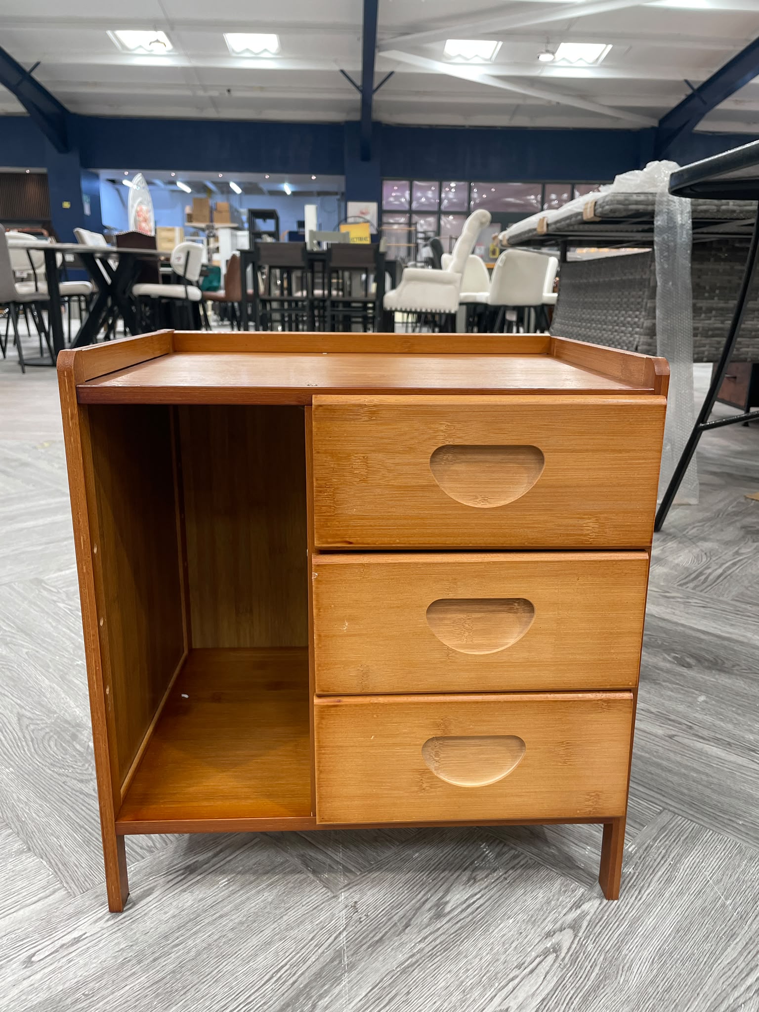 Nightstand Bedside Table with Three Drawers Tawny