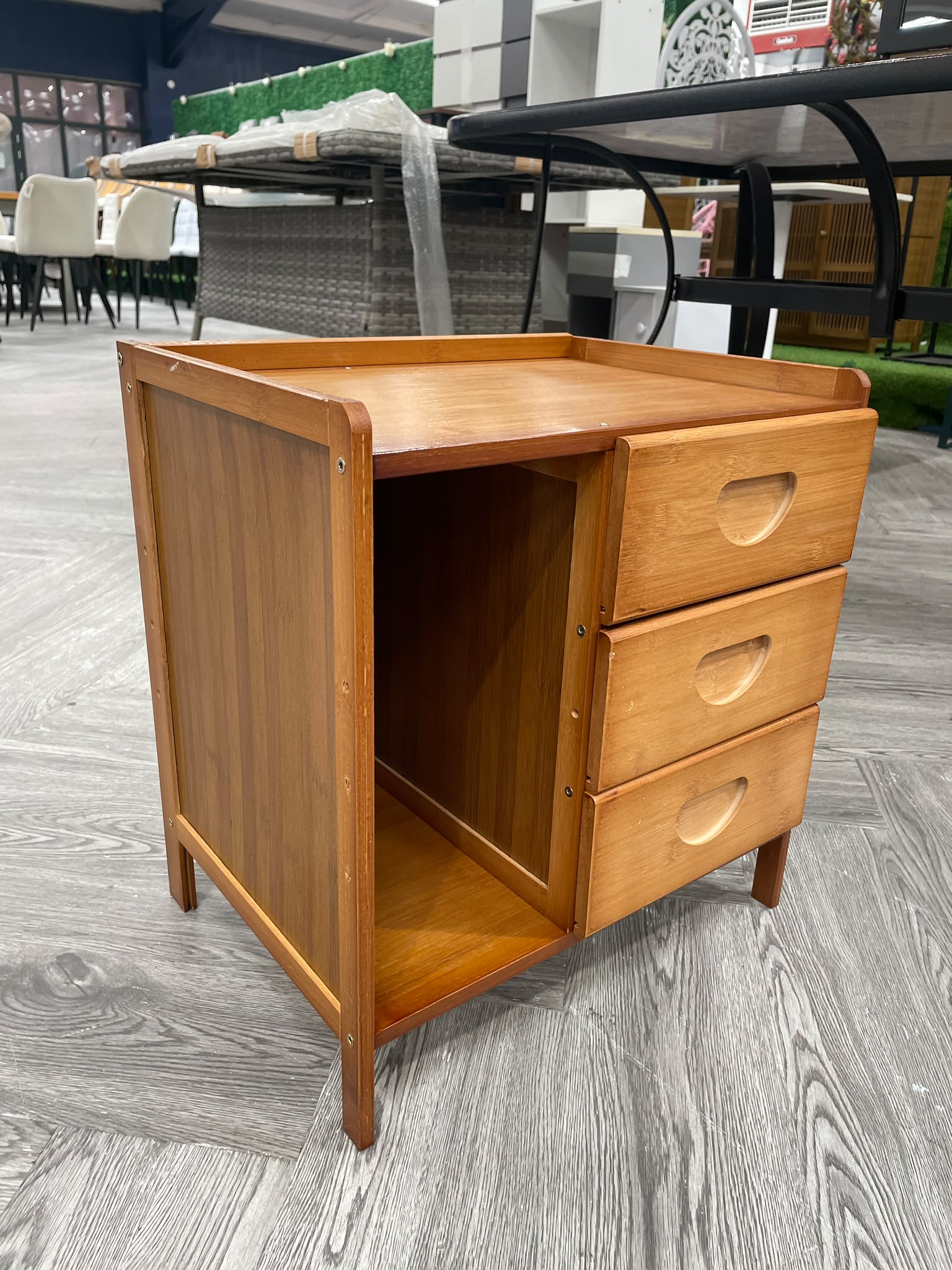 Nightstand Bedside Table with Three Drawers Tawny