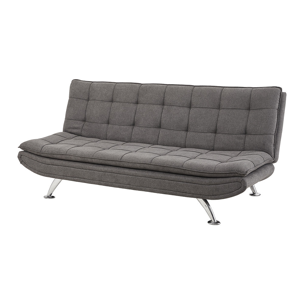 New Quilted Convertible Sofa Bed 3 Level Adjustable Backrest Grey