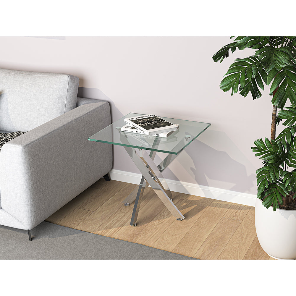 New Modern and Futuristic Clear Glass Top Coffee End Table