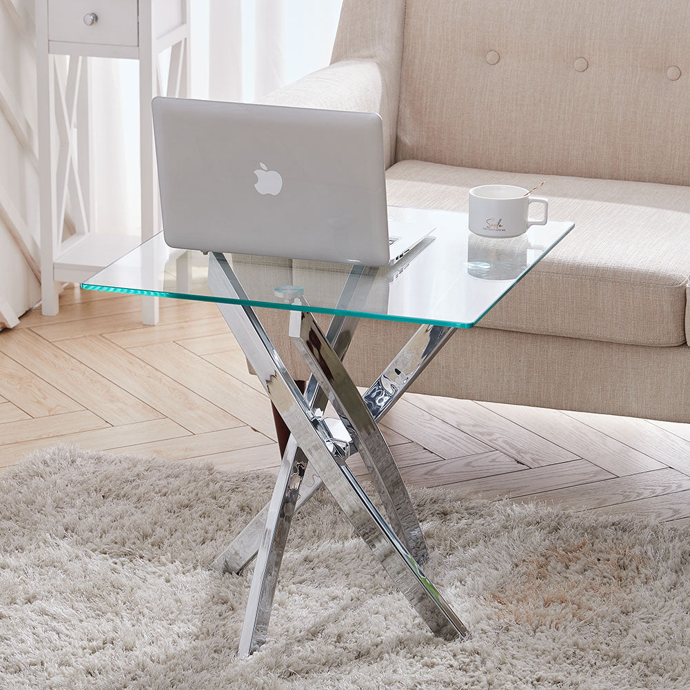 New Modern and Futuristic Clear Glass Top Coffee End Table