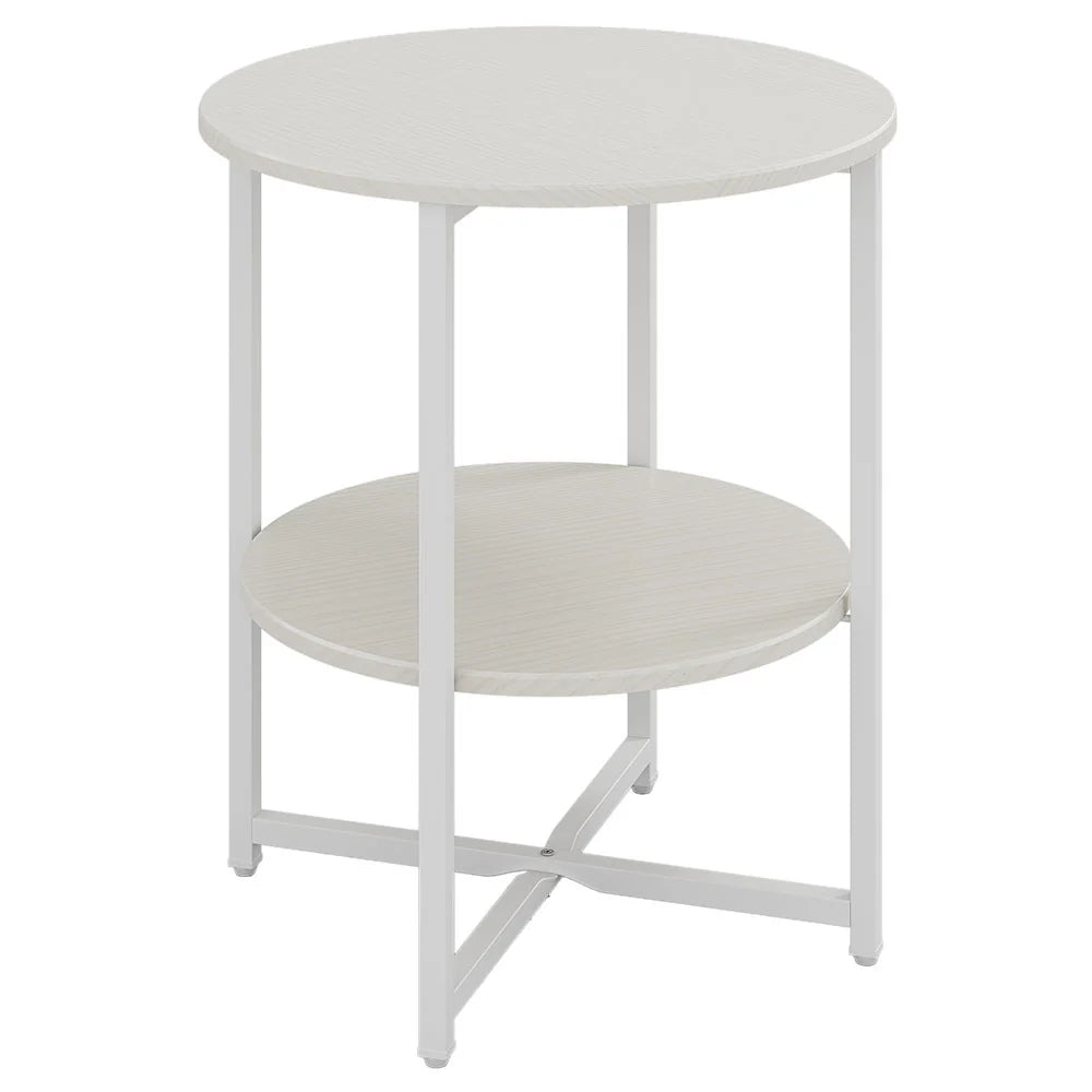New Small Round Coffee Table with 2 Tier White