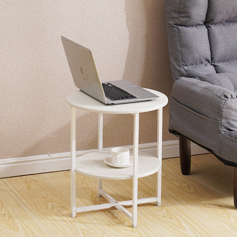 New Small Round Coffee Table with 2 Tier White