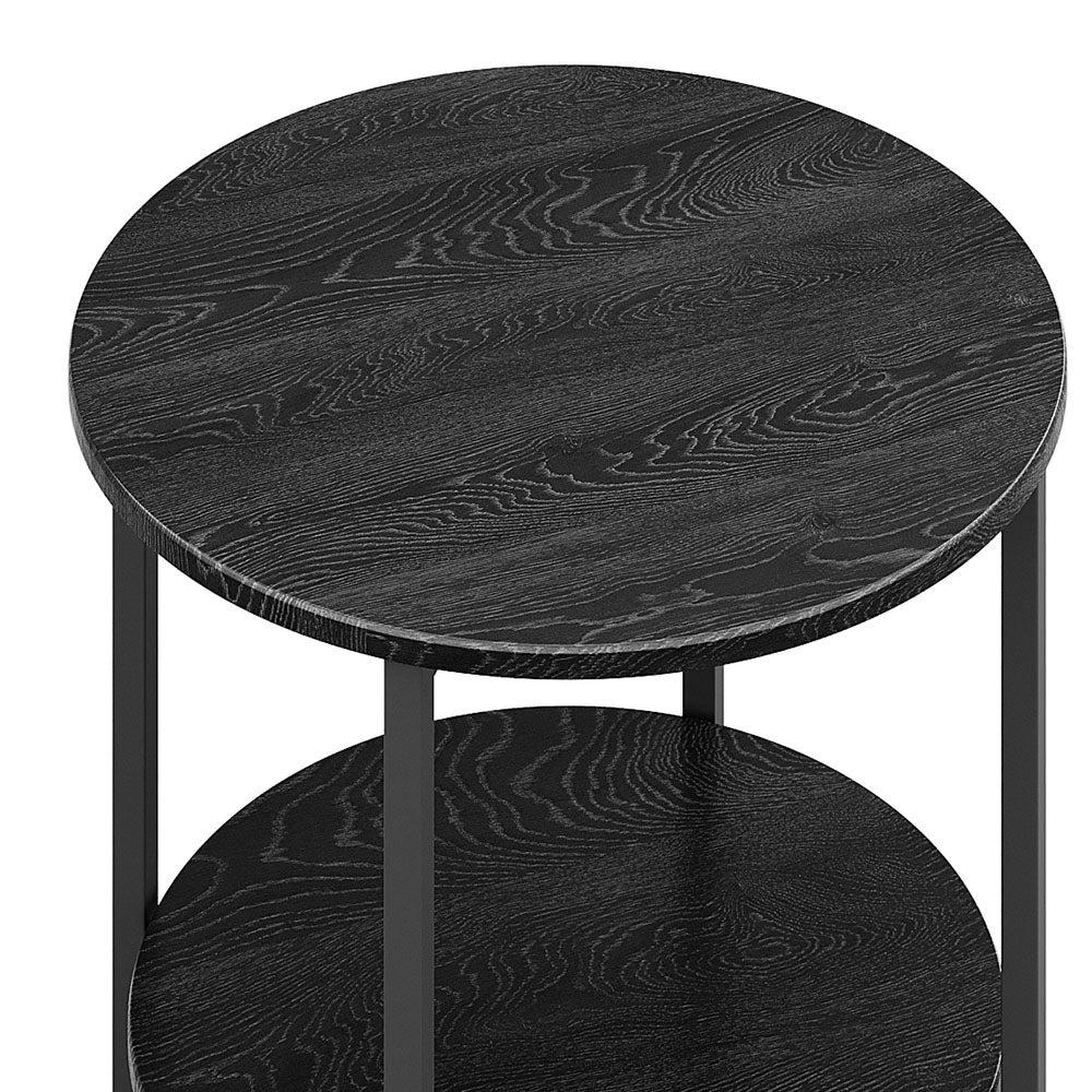 New Small 2 Tier Round Coffee Table Side Table Black