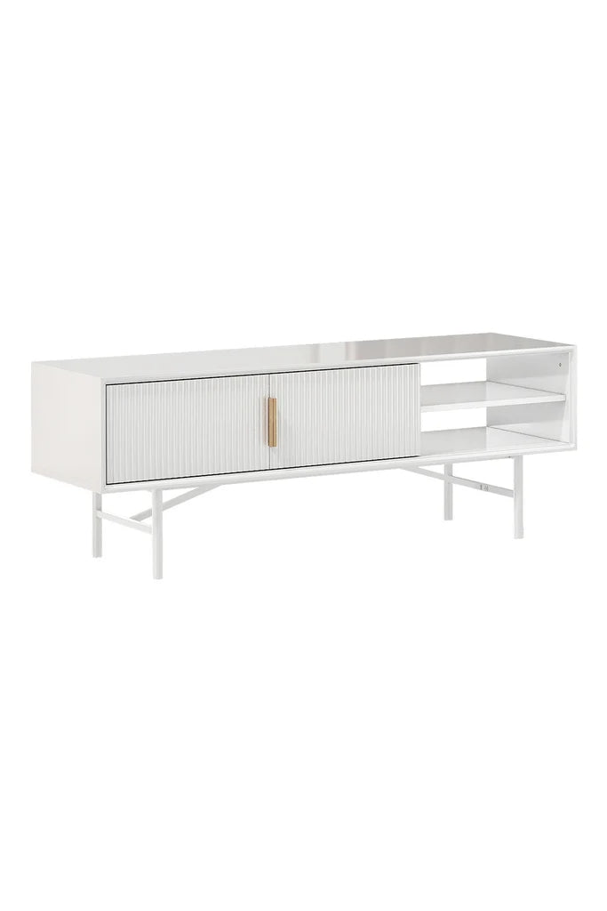 New White Wavy Grain Striped Wooden TV Stand