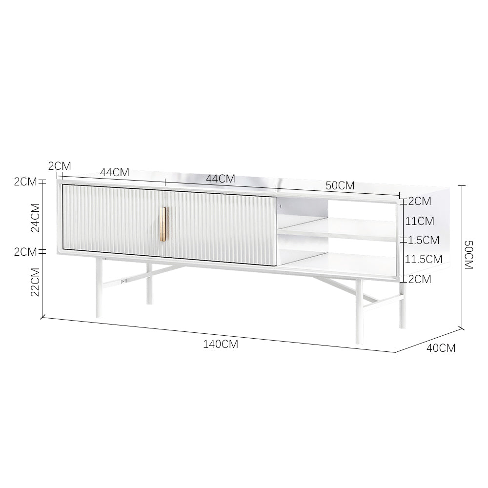New White Wavy Grain Striped Wooden TV Stand