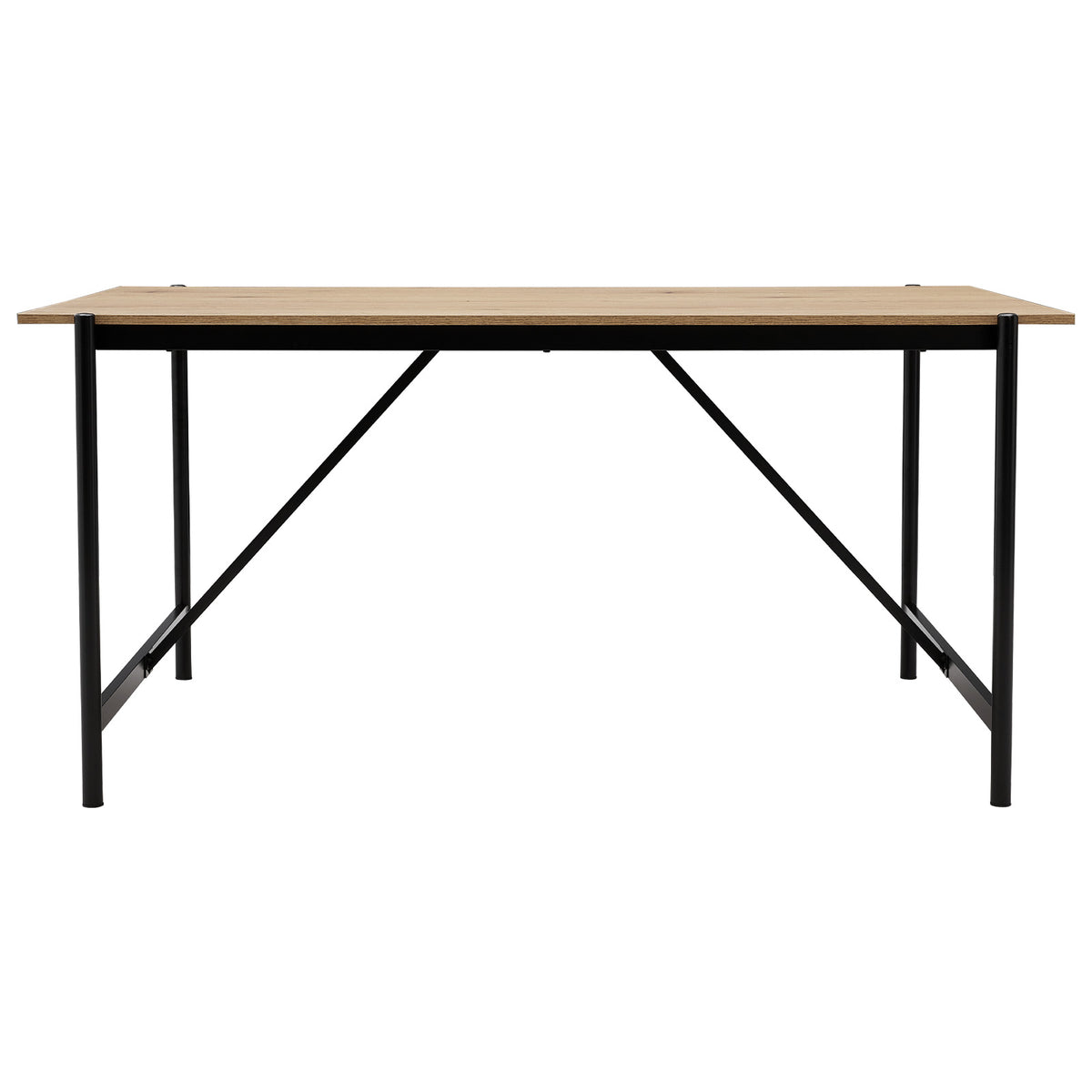 New Black Woven Wicker Wooden Dining Table