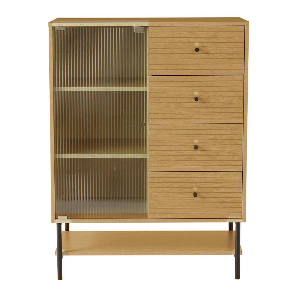 New Wood Grain 4 Drawer Chest Cabinet with Door