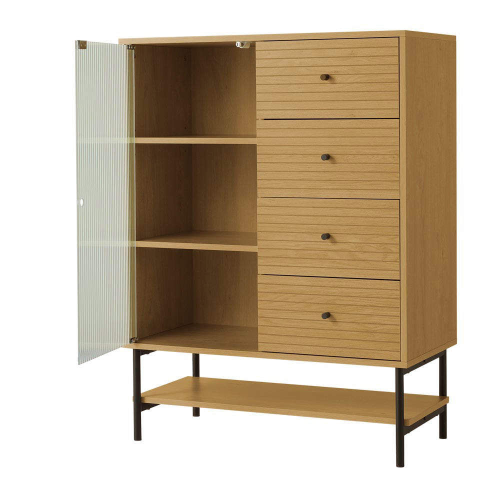 New Wood Grain 4 Drawer Chest Cabinet with Door
