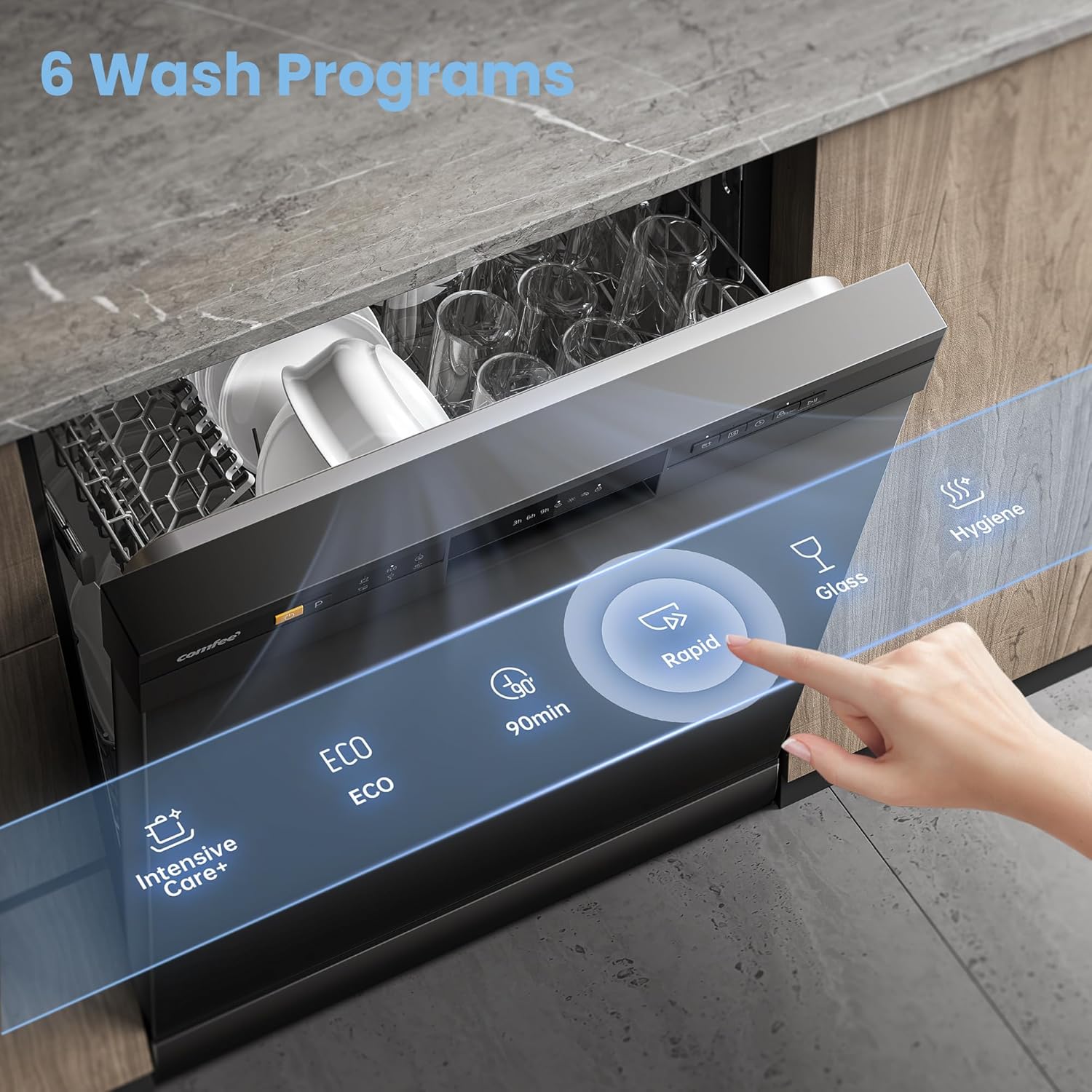 11L Black Freestanding Dishwasher