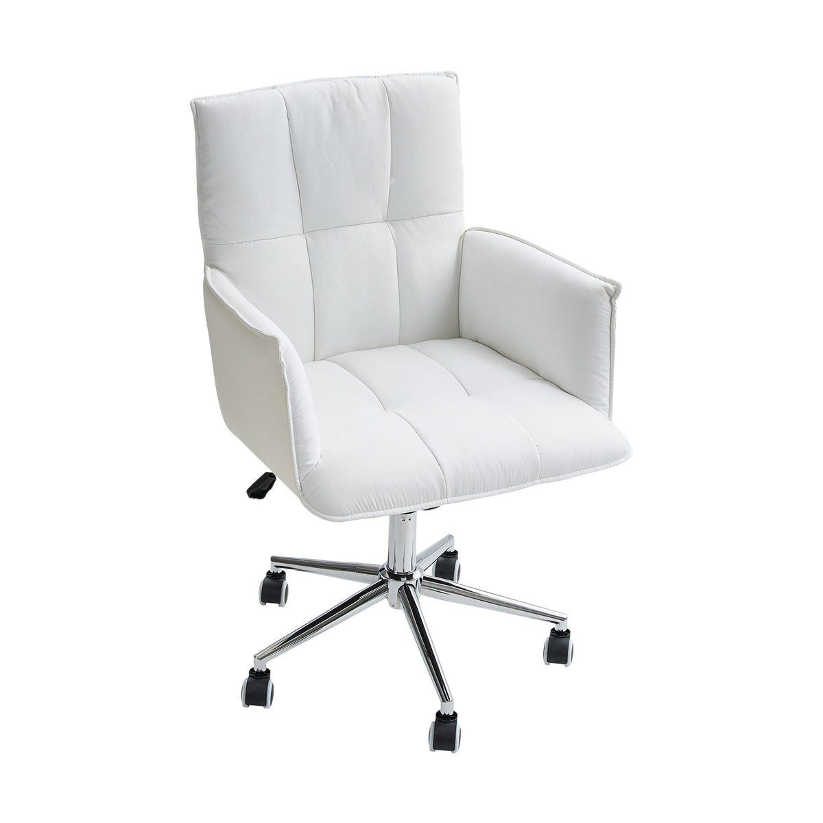 New PU Leather Height Adjustable Swivel Office Chair with Wheels White