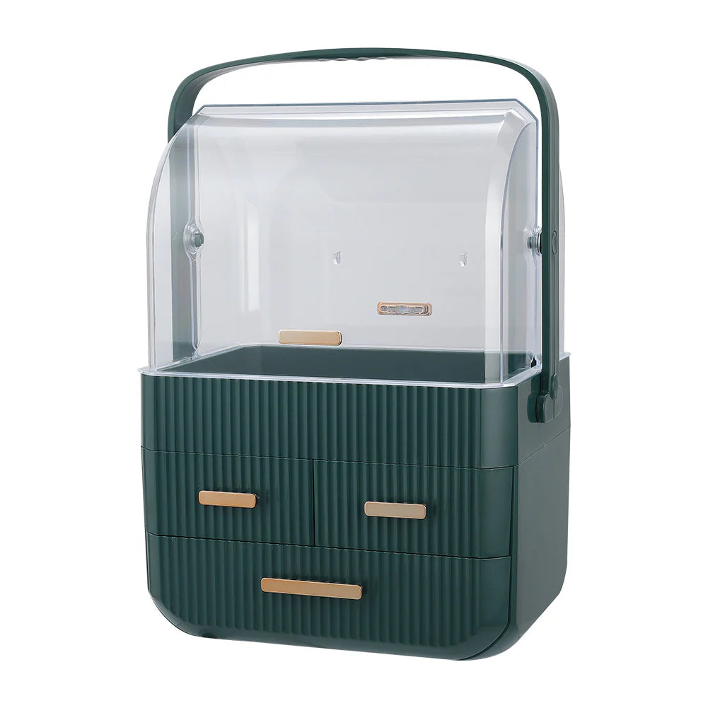 New Desktop 3 Drawers Cosmetics Storage Organiser Green