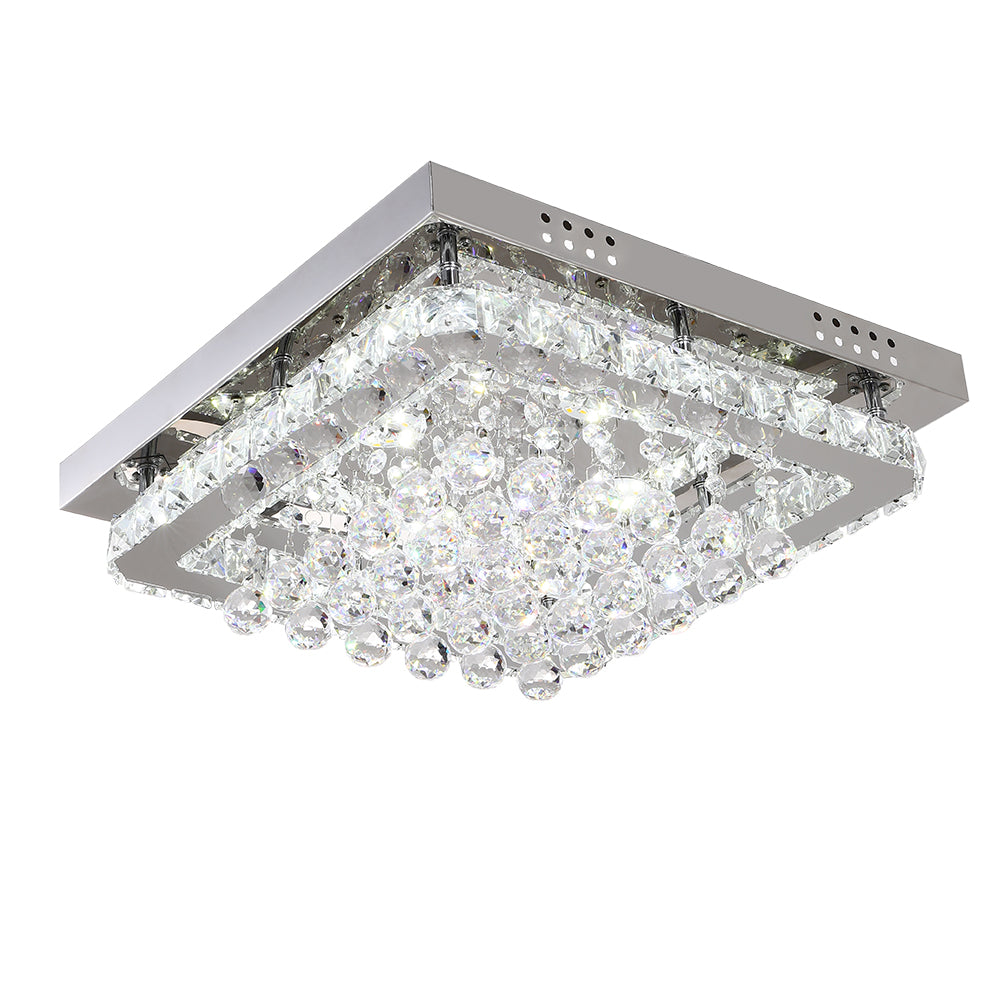 Square 40cm Non-Dimmable Crystal LED Flush Mount Ceiling Light