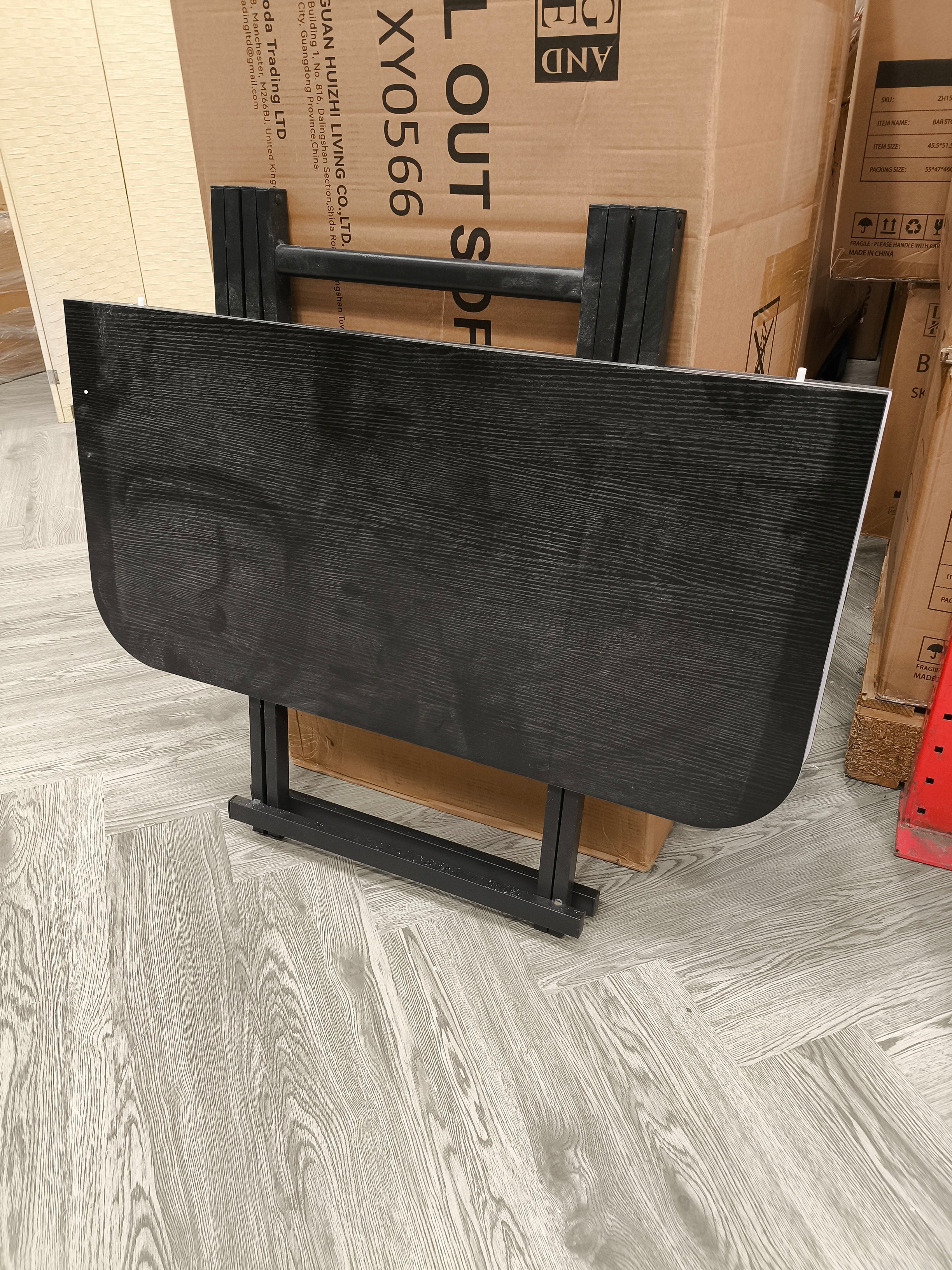 Square Foldable Dining Table Black 90cm W