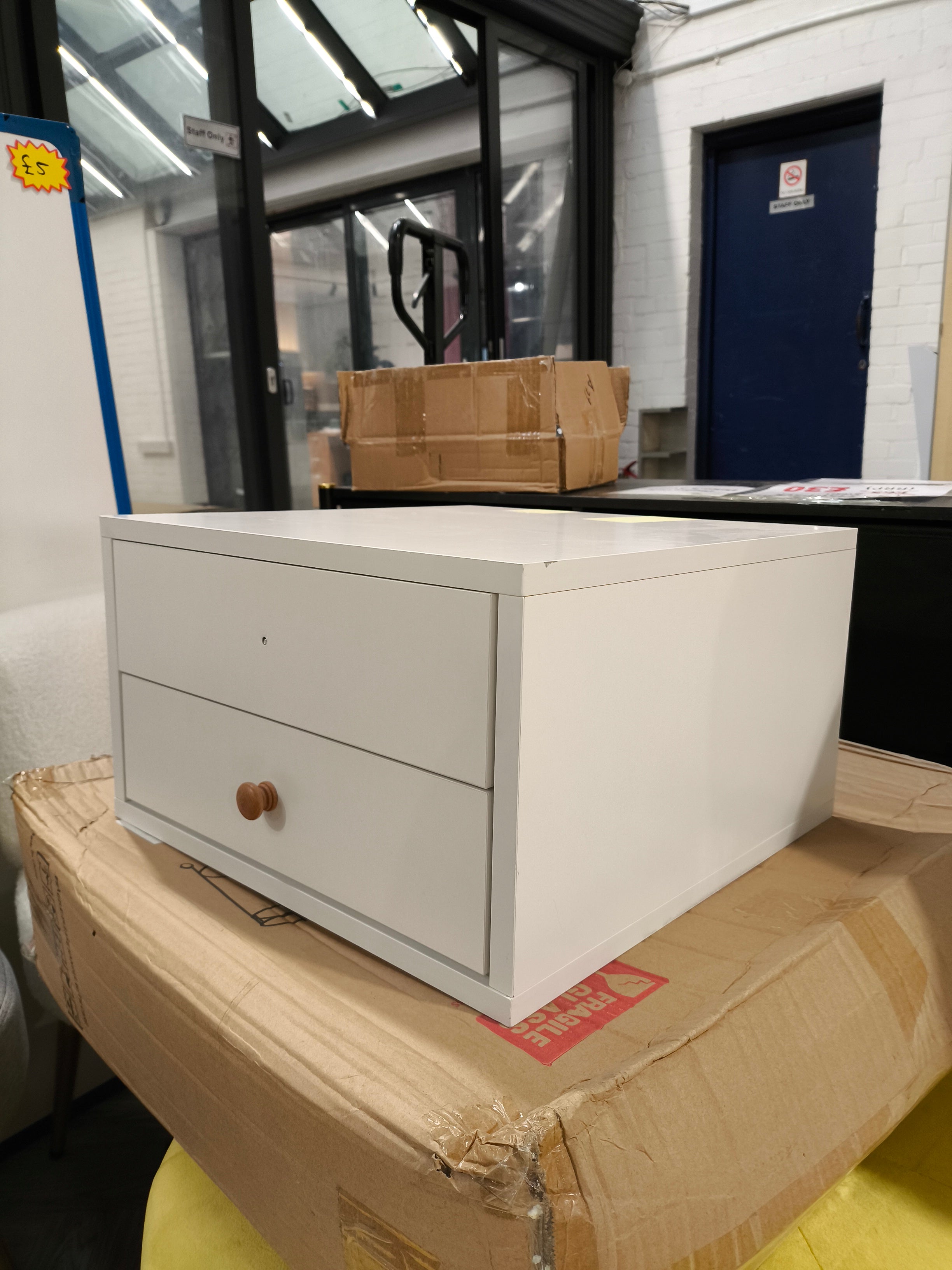 Wall Mounted Floating Bedside Table with 2 Drawers White