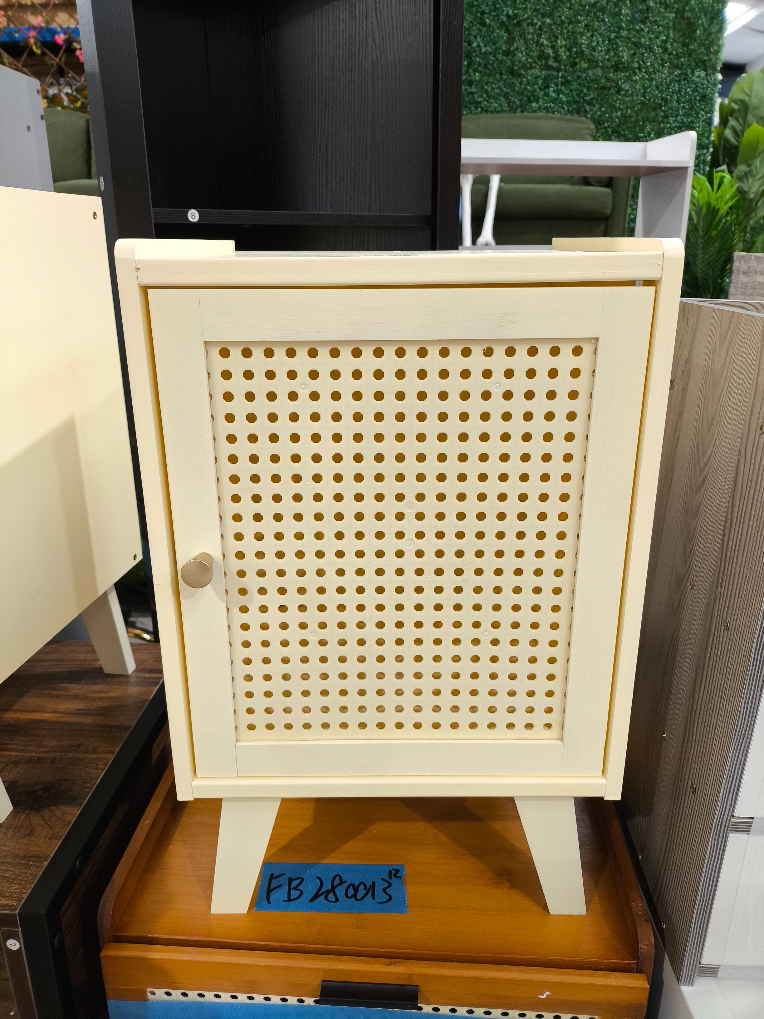 Freestanding Single Door Shelf Bedroom Nightstand White