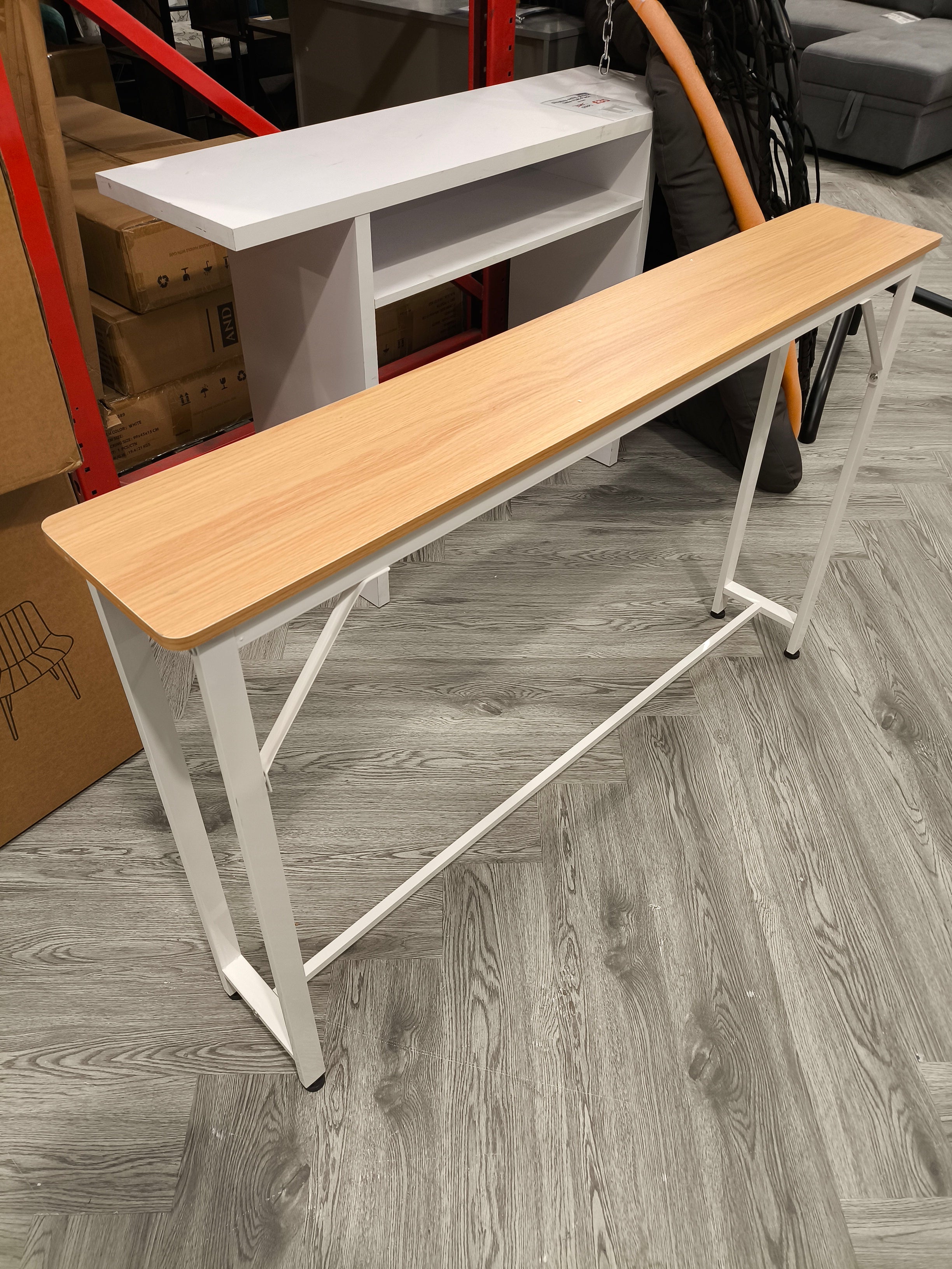 Narrow Console Table with Metal Frame Natural