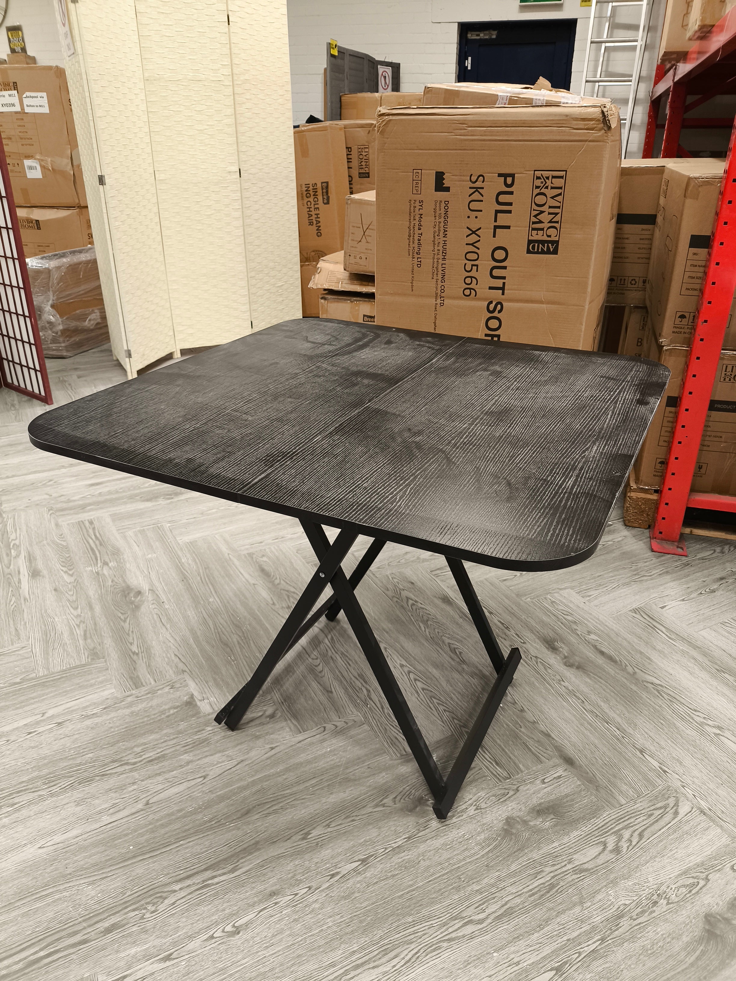Square Foldable Dining Table Black 90cm W