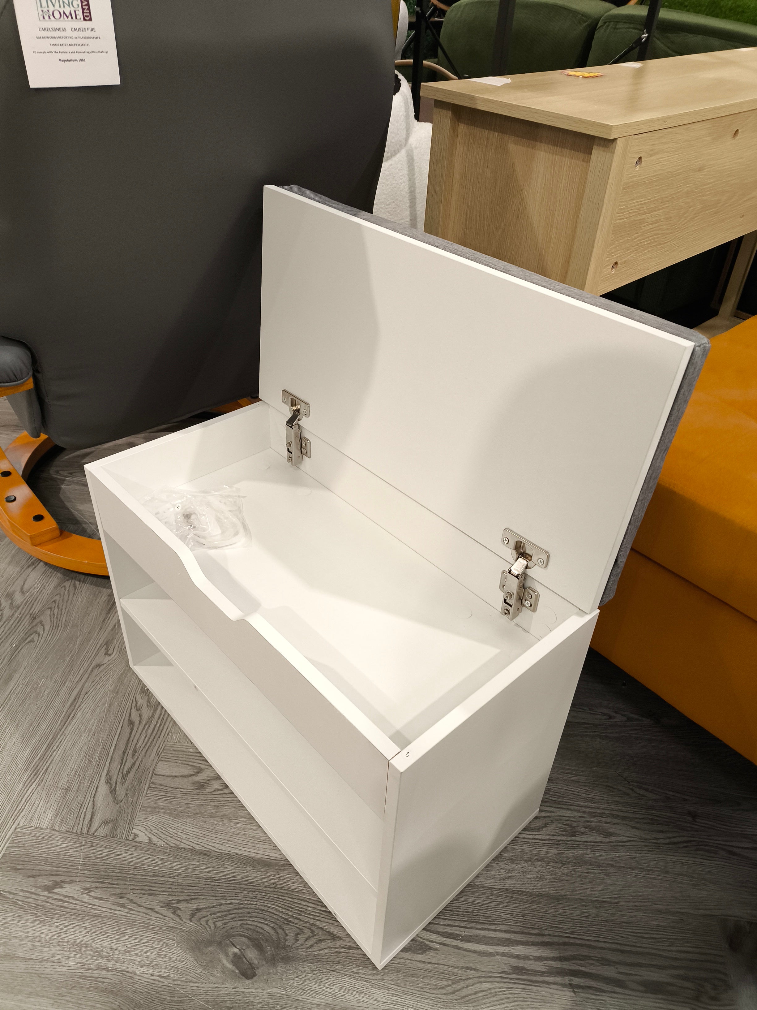 3-Tier Shoe Storage Bench with 2-Tier Open Shelves and Padded Seat