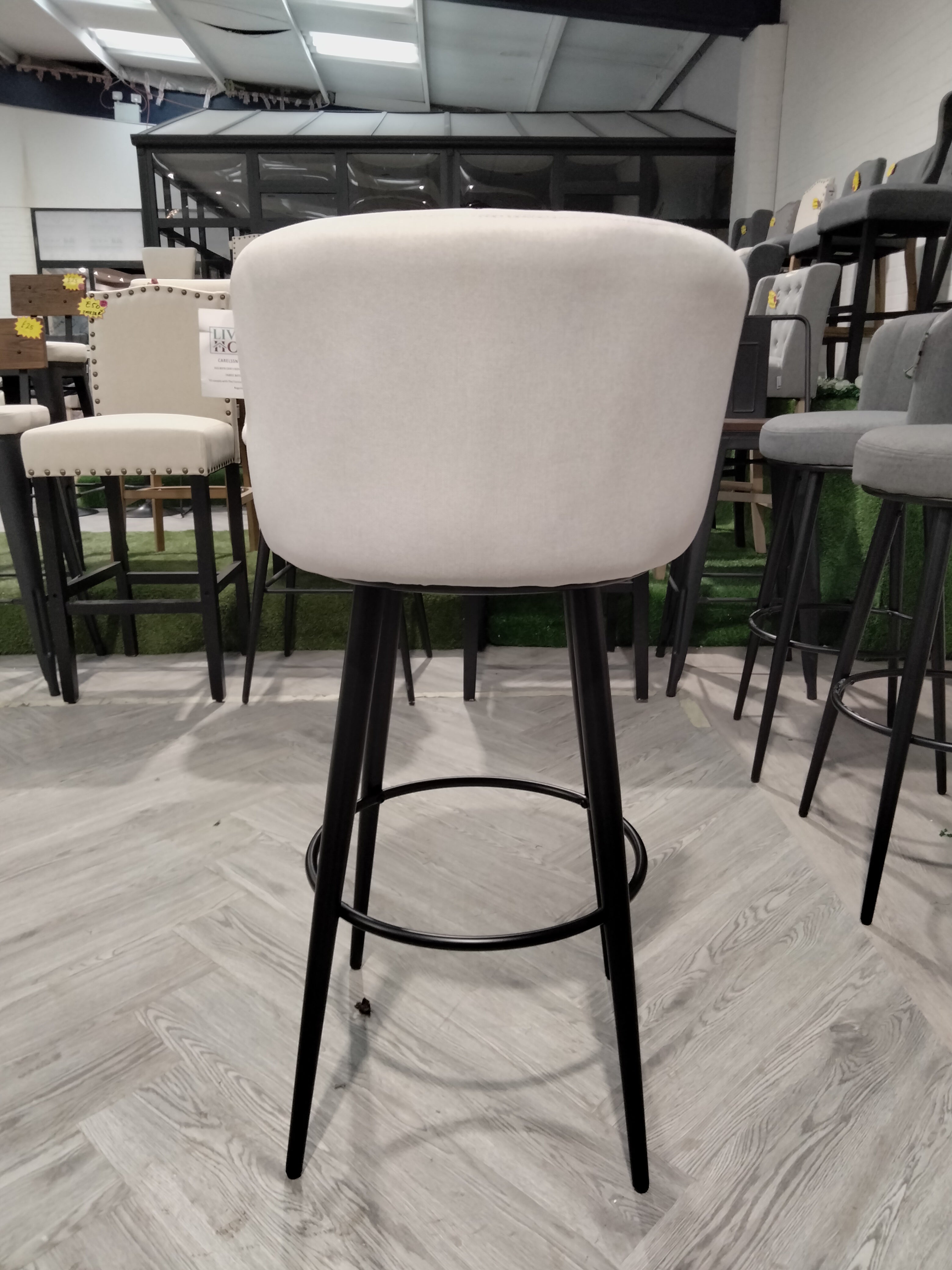 Cream Premium Linen Upholstered Bar Stool 1PC