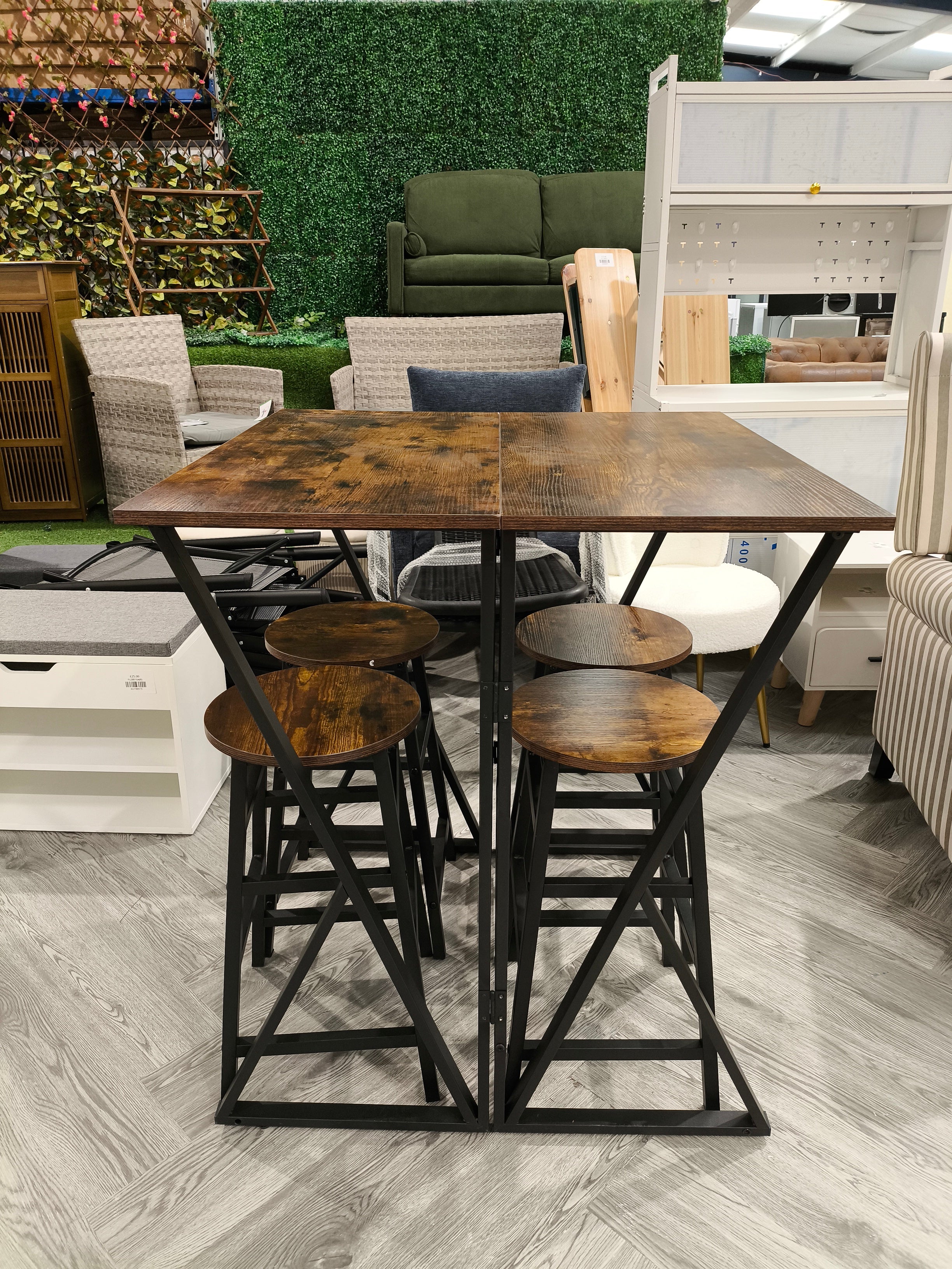 Set of 5 Foldable High Table and Bar Stools