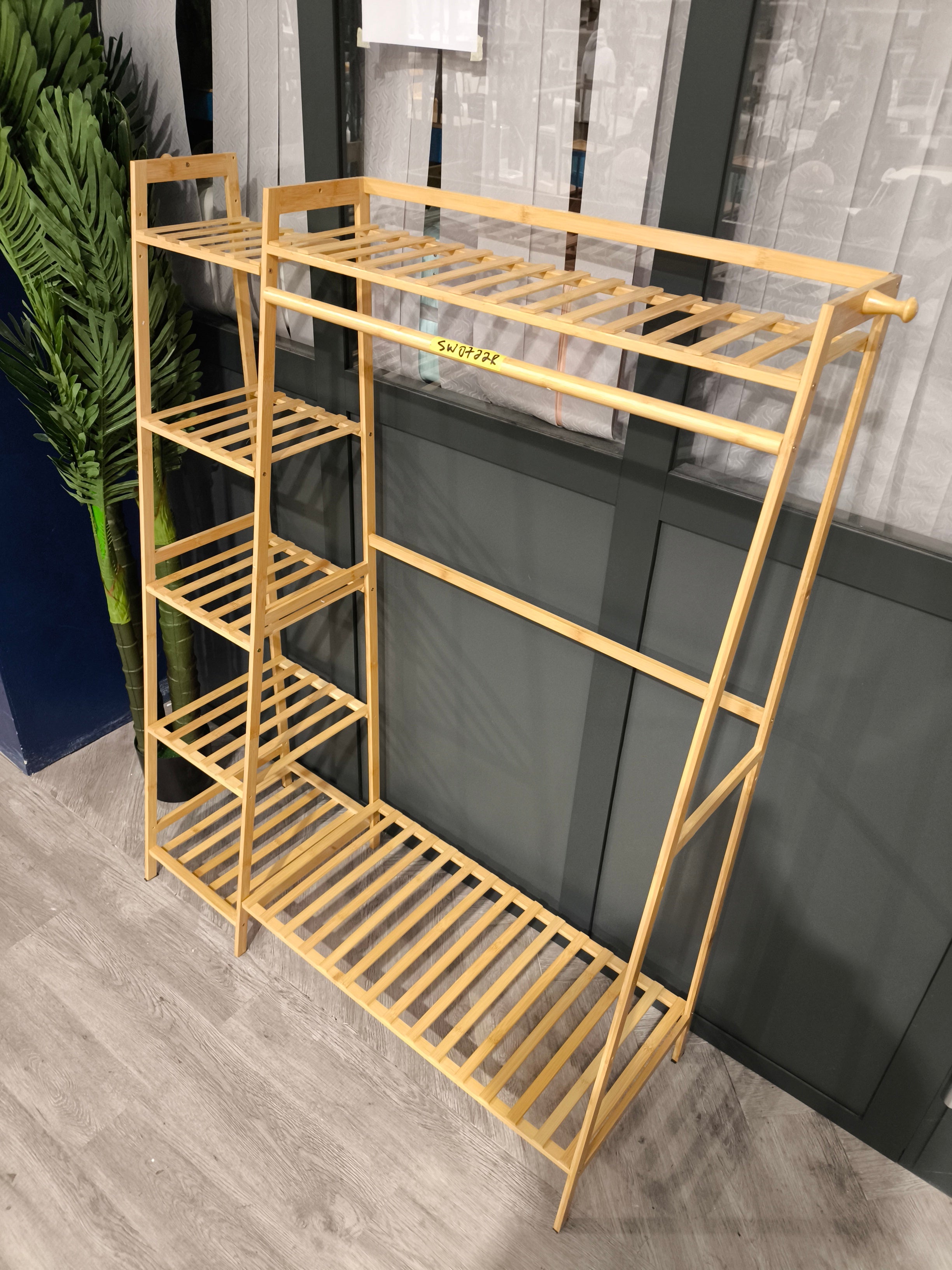 Bamboo Bedroom Garment Clothes Rack Brown 130cm Brown
