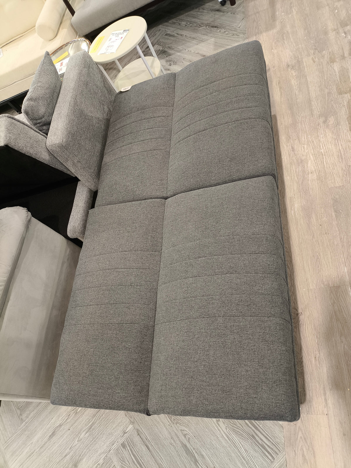 Grey Fabric Convertible Sofa Bed with Metal Legs