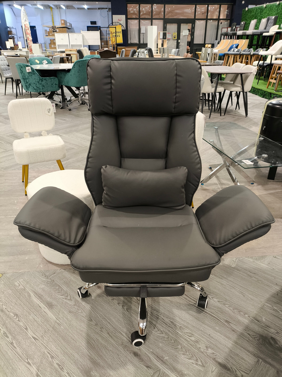 Height Adjustable Ergonomic Reclining Office Chair with Footrest & Flip Up Armrests