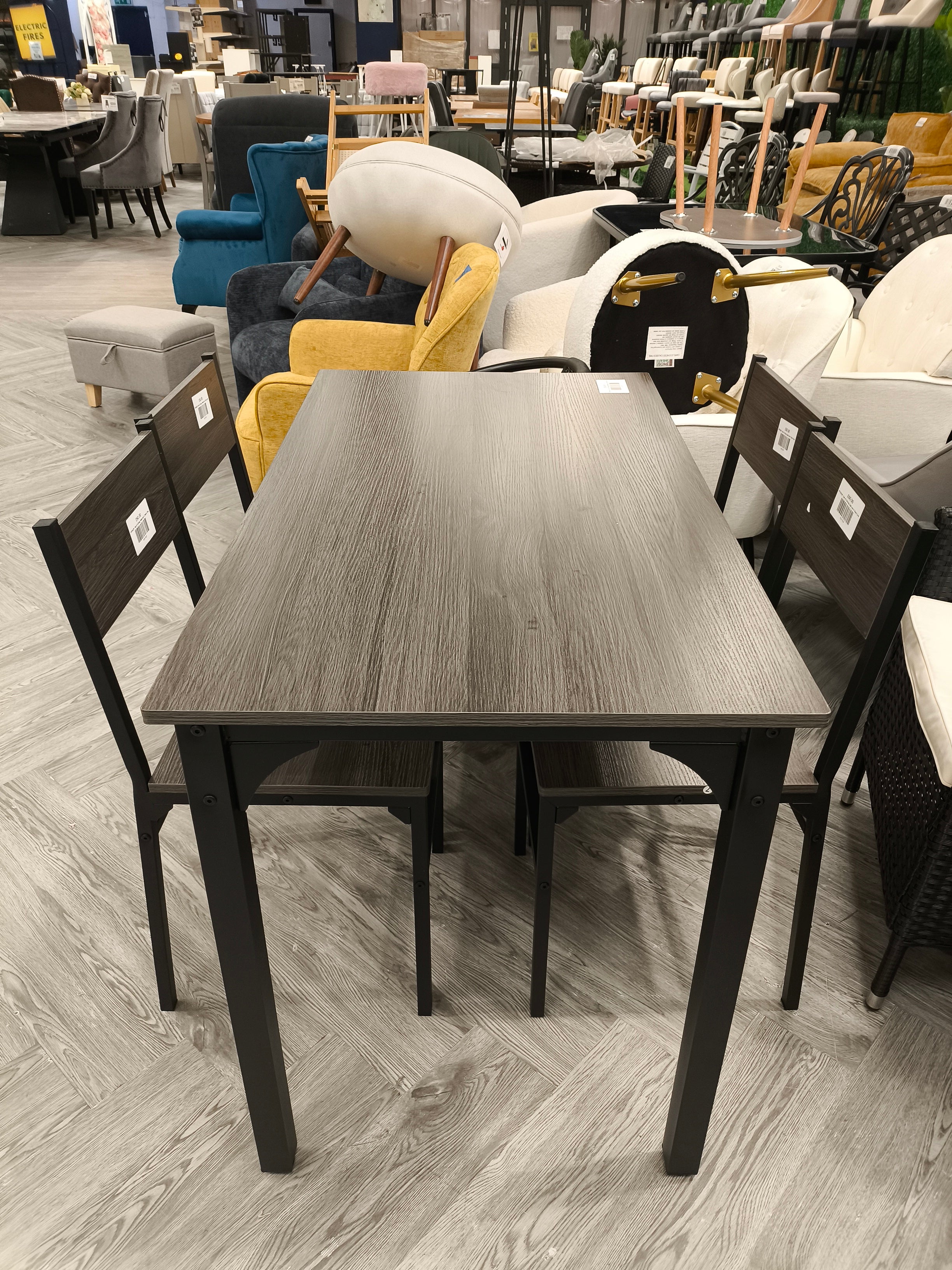 Set of 5 Dining Table and 4 Chairs Grey
