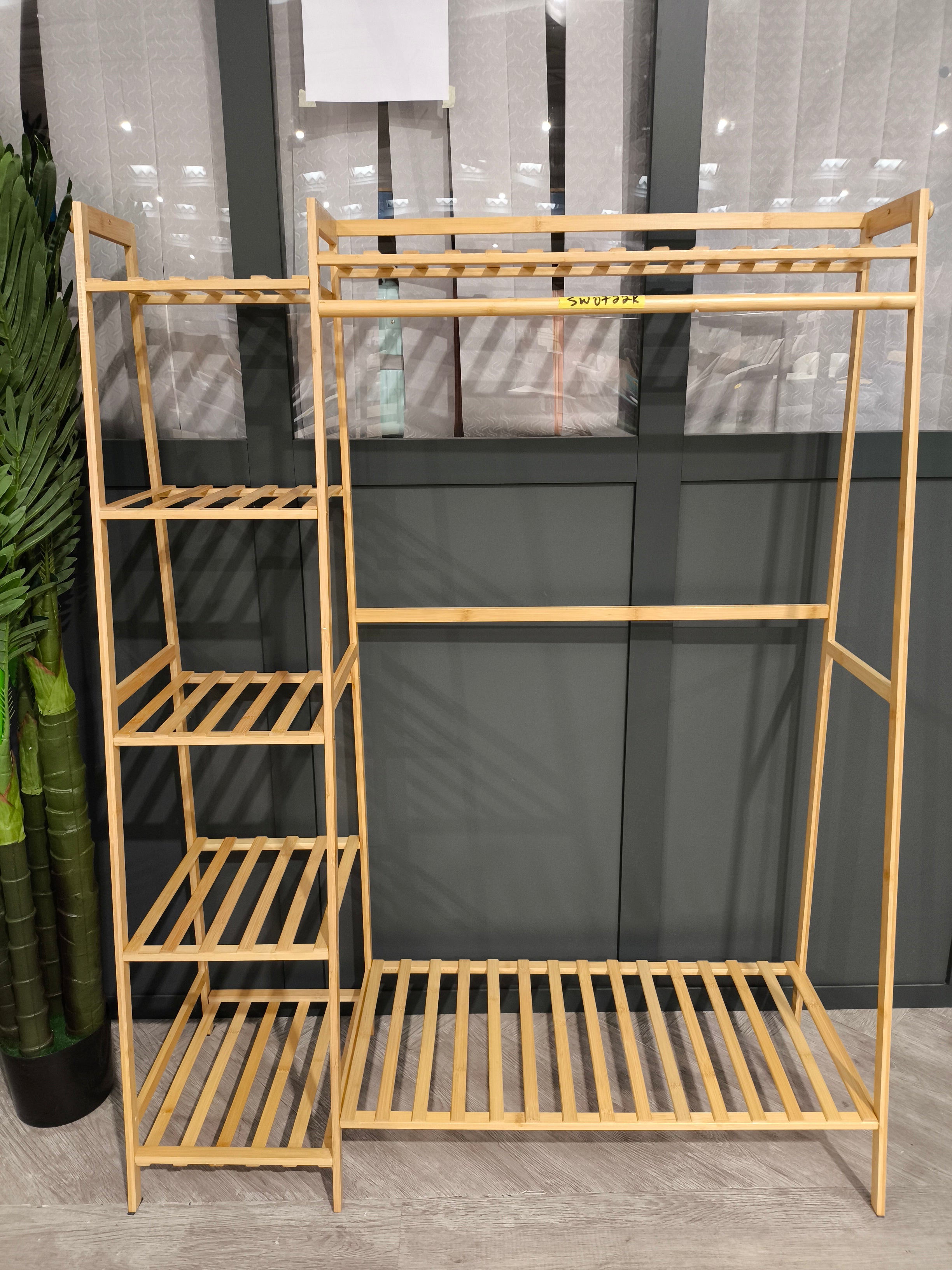 Bamboo Bedroom Garment Clothes Rack Brown 130cm Brown
