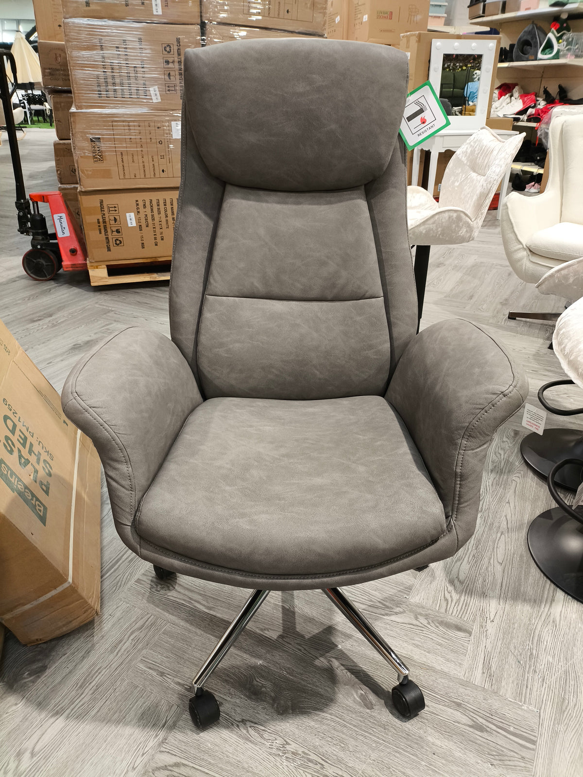 PU Leather High Adjustable High Back Office Chair Grey