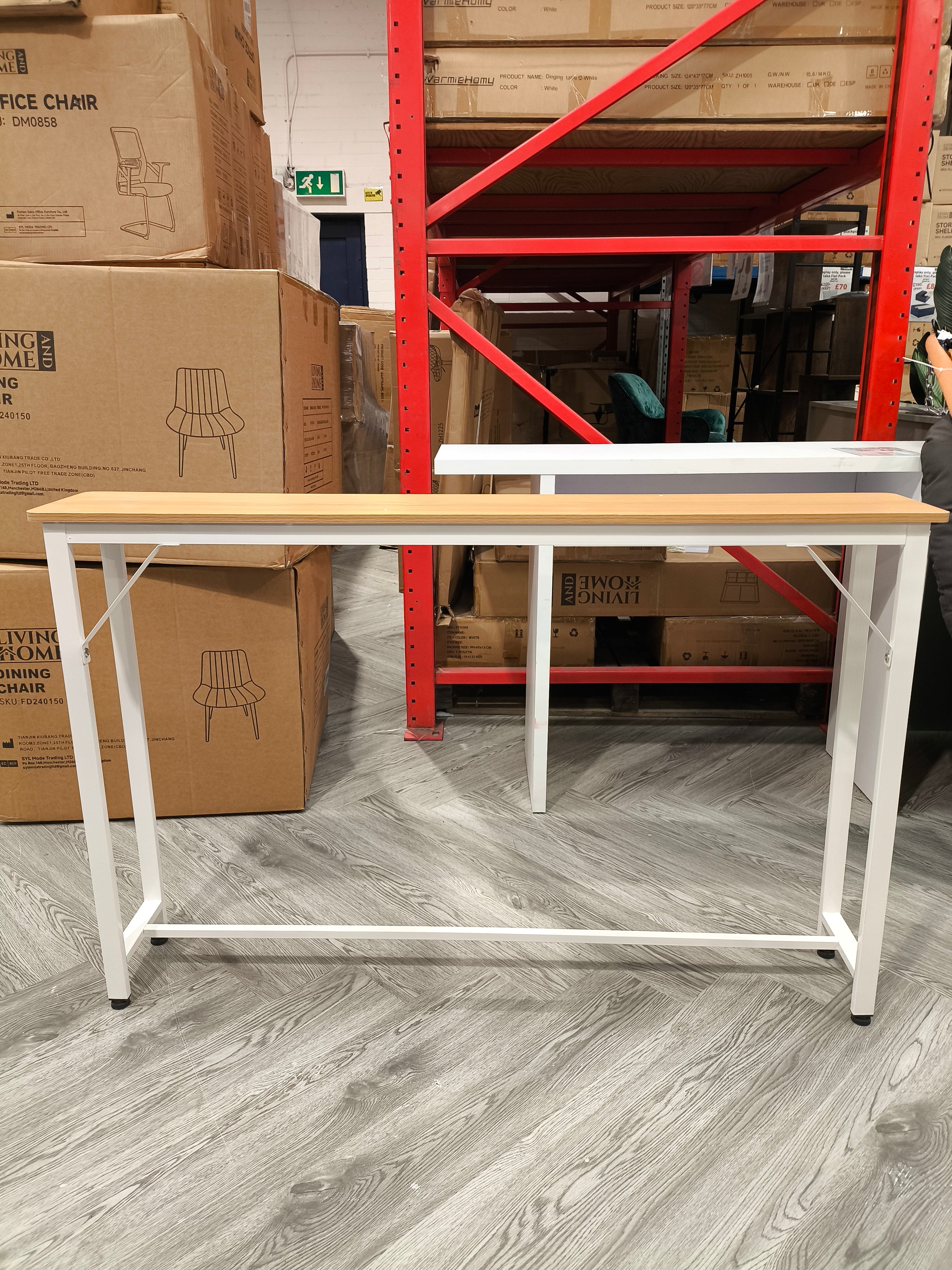 Narrow Console Table with Metal Frame Natural