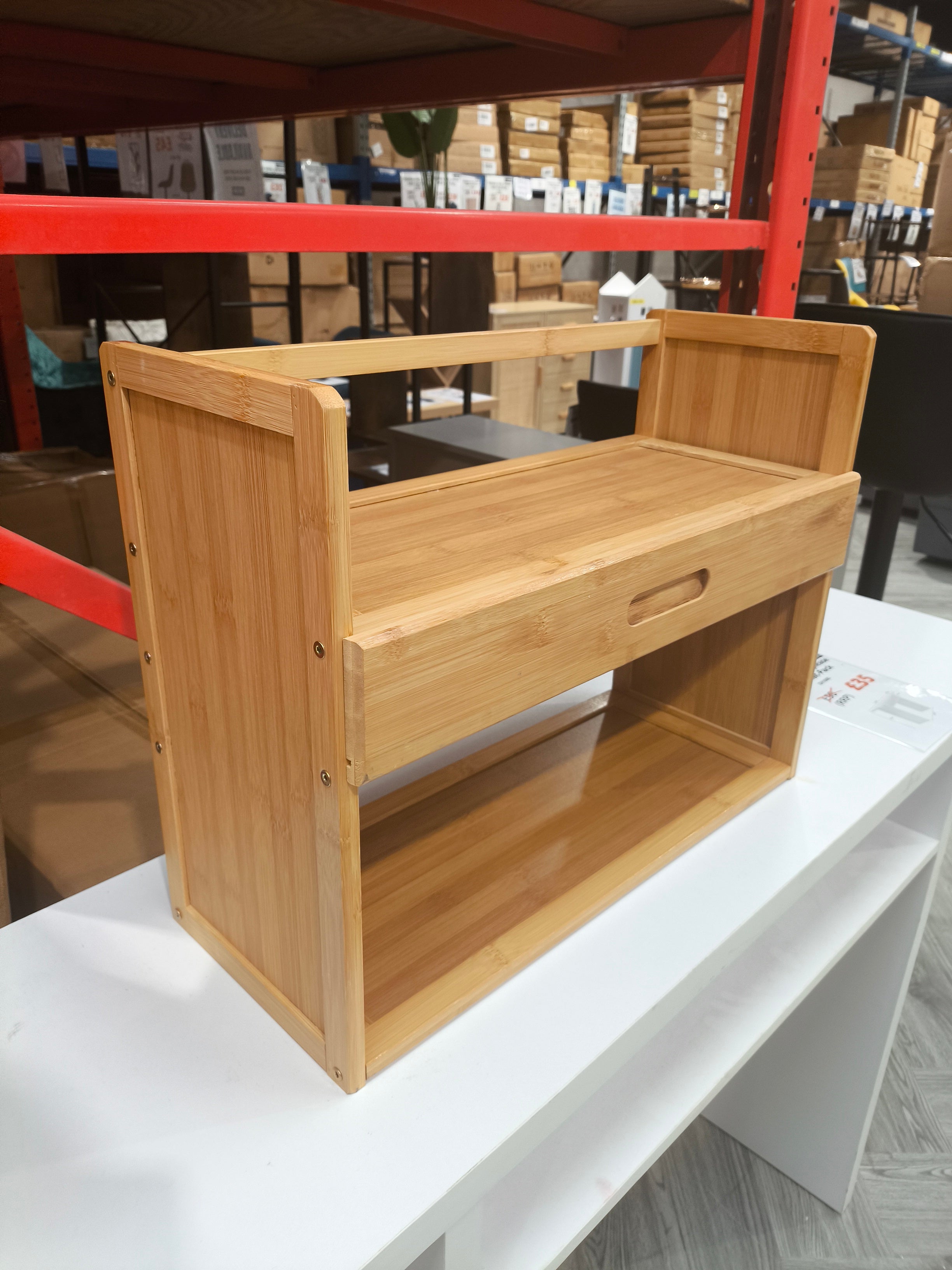 Bamboo Desktop Shelf with Drawer