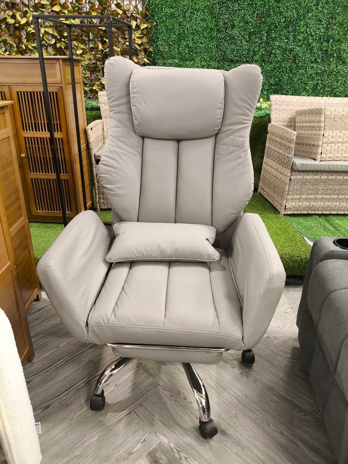 Ergonomic Reclining Gaming Chair with Footrest and Wheels Grey