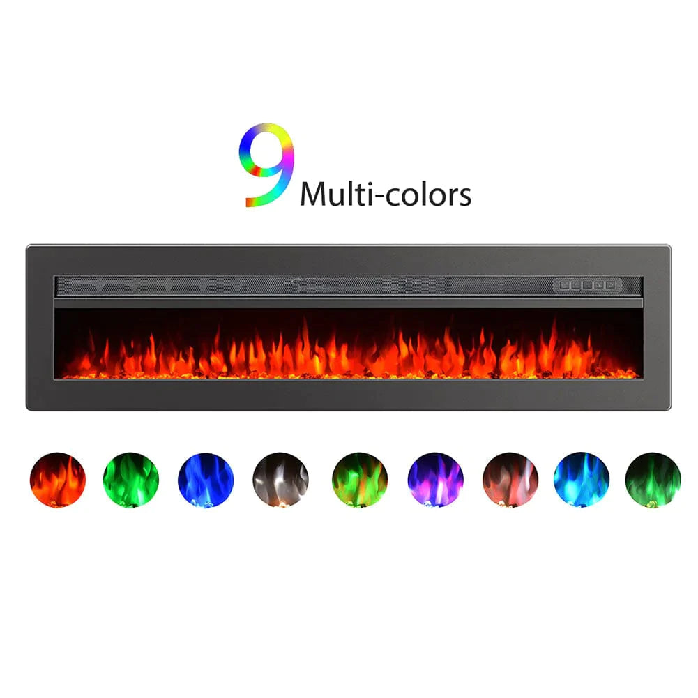 New 40/50/60/70 Inch Electric Fireplace with Adjustable Flames for Media Walls