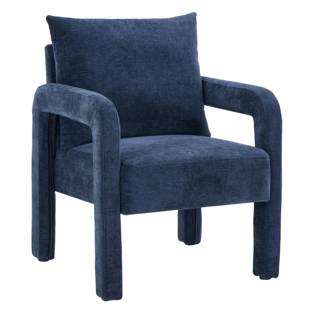 New Chenille Upholstered Accent Chair with Lumbar Pillow