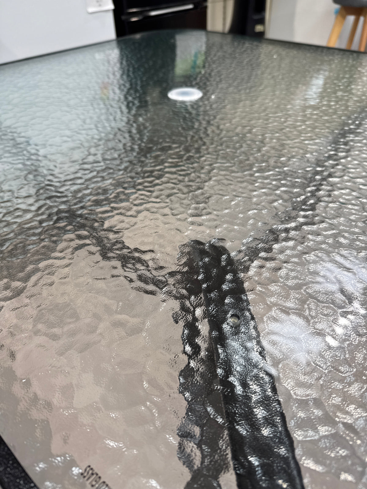 Tempered Glass Outdoor Square Coffee Table with Parasol Hole 105 x 105cm
