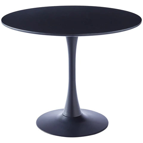 New Black Modern Round Wooden Table with Metallic Base