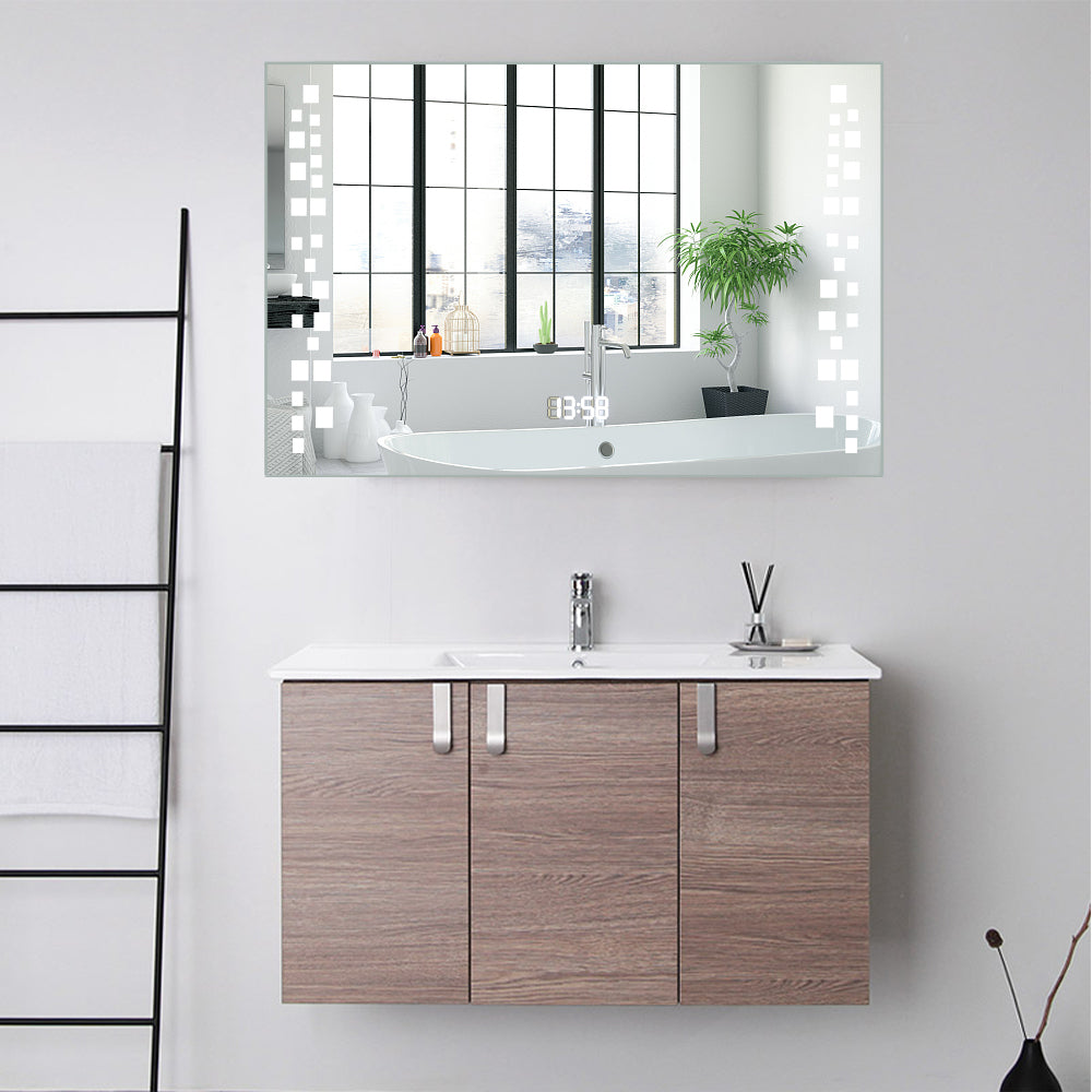 New Modern Fog Free LED Horizontal Bathroom Mirror Surface Mount