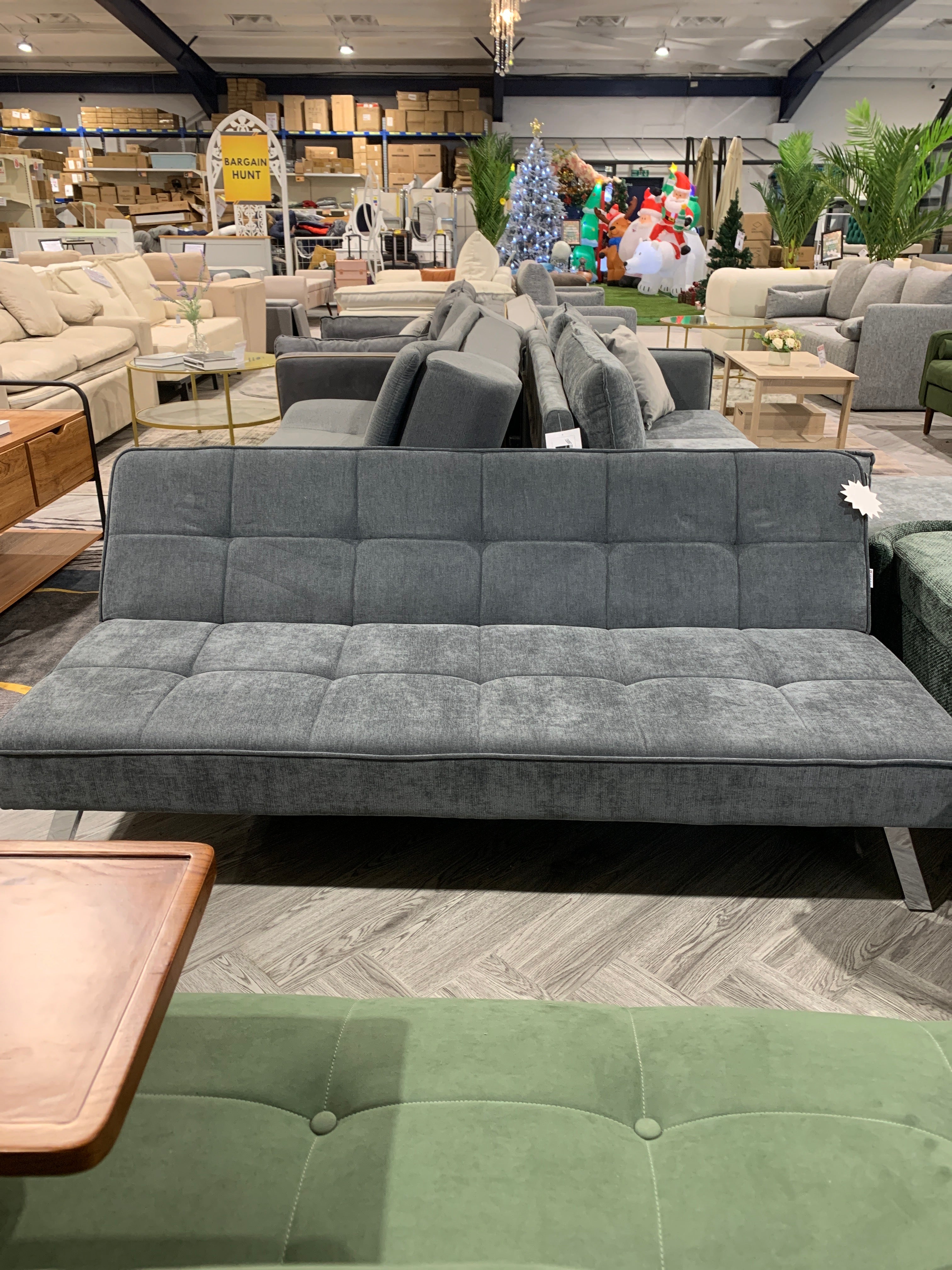 Modern Grey Convertible Tufted Sofa Bed with Iron Legs