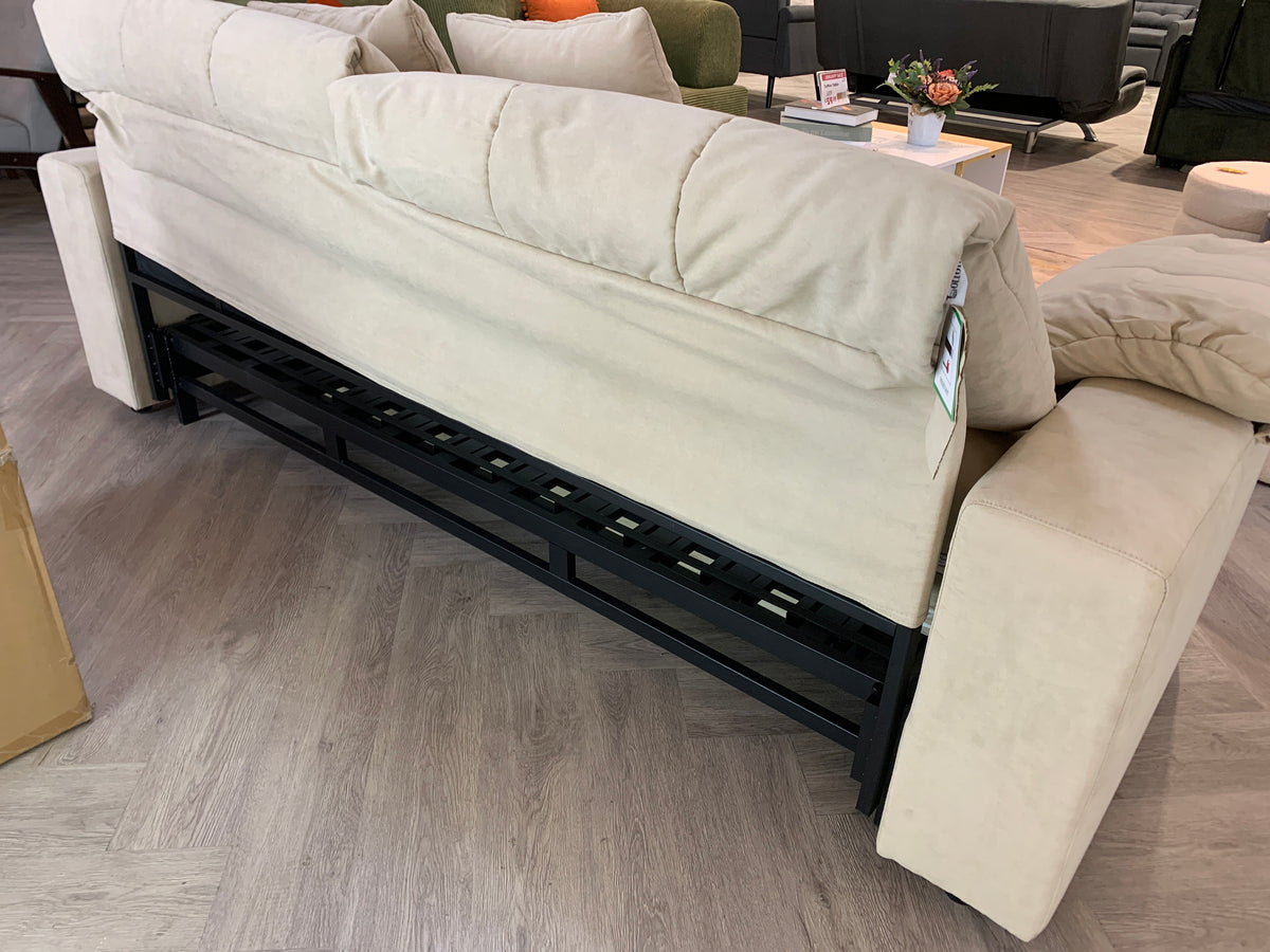 Multifunctional Sleeper 3 Seater Sofa Bed with Storage Space Beige 255cm W