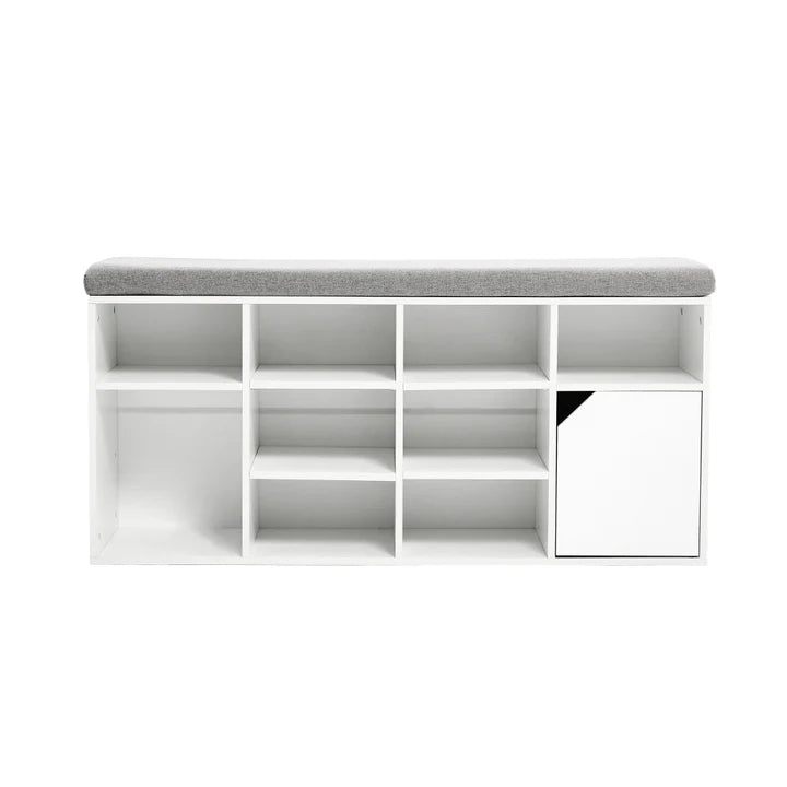 White Padded Shoe Storage Bench