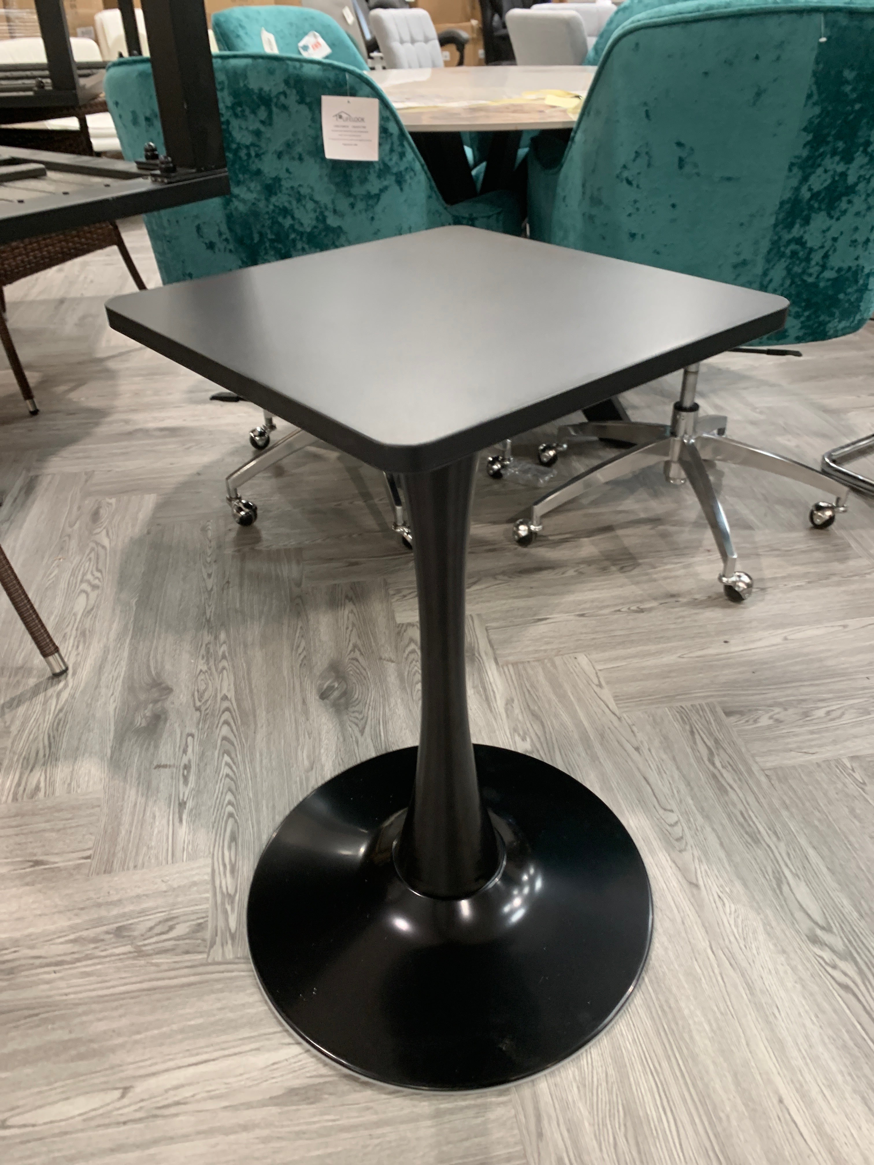 Square Dining Table with A Pedestal Base Black