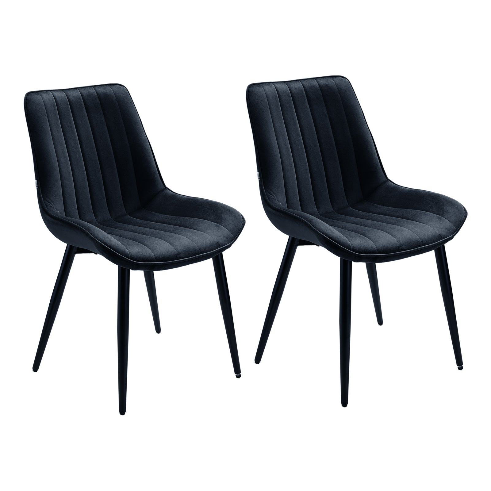 New Velvet Upholstered Dining Chair with Metal Legs Black Set of 2