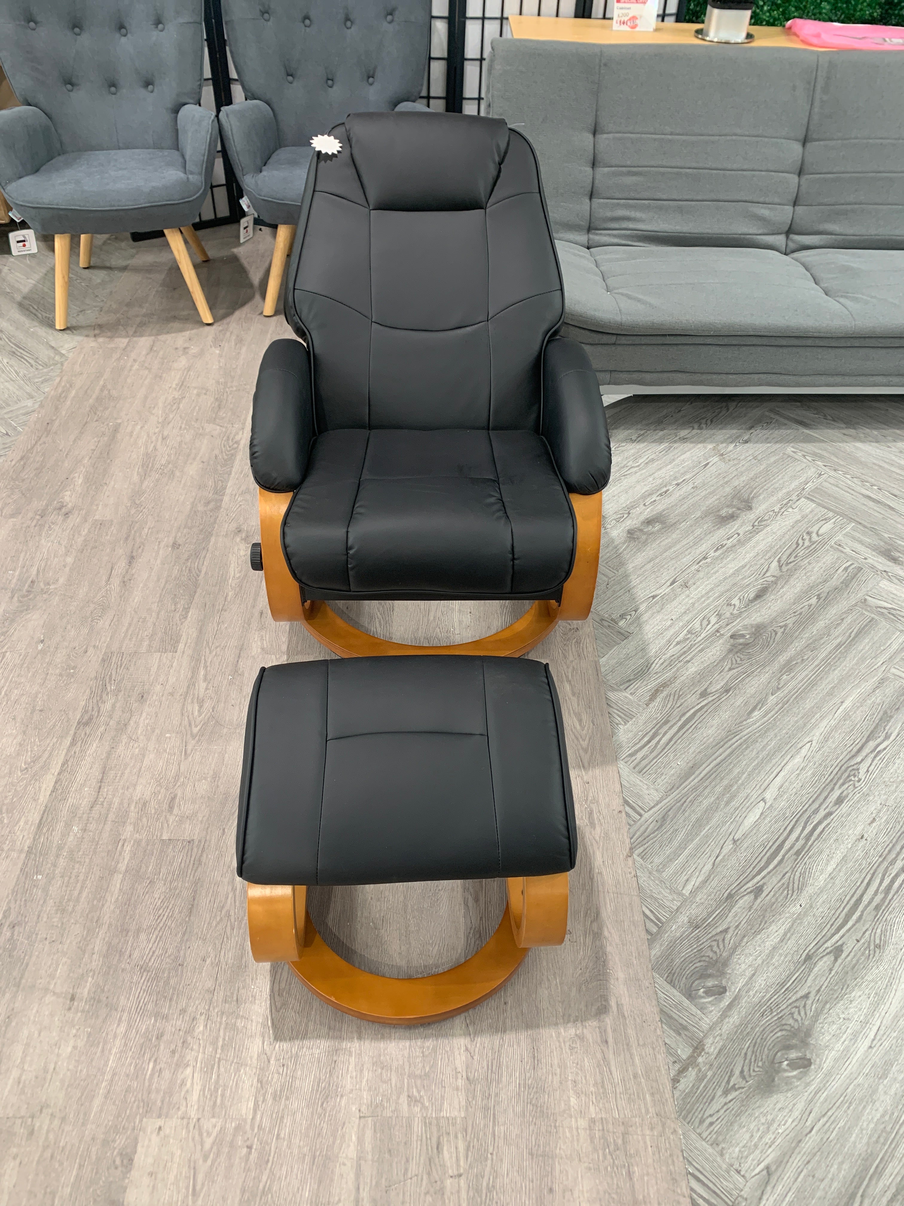 Black Ergonomic Executive Office Reclining Chair with Footstool
