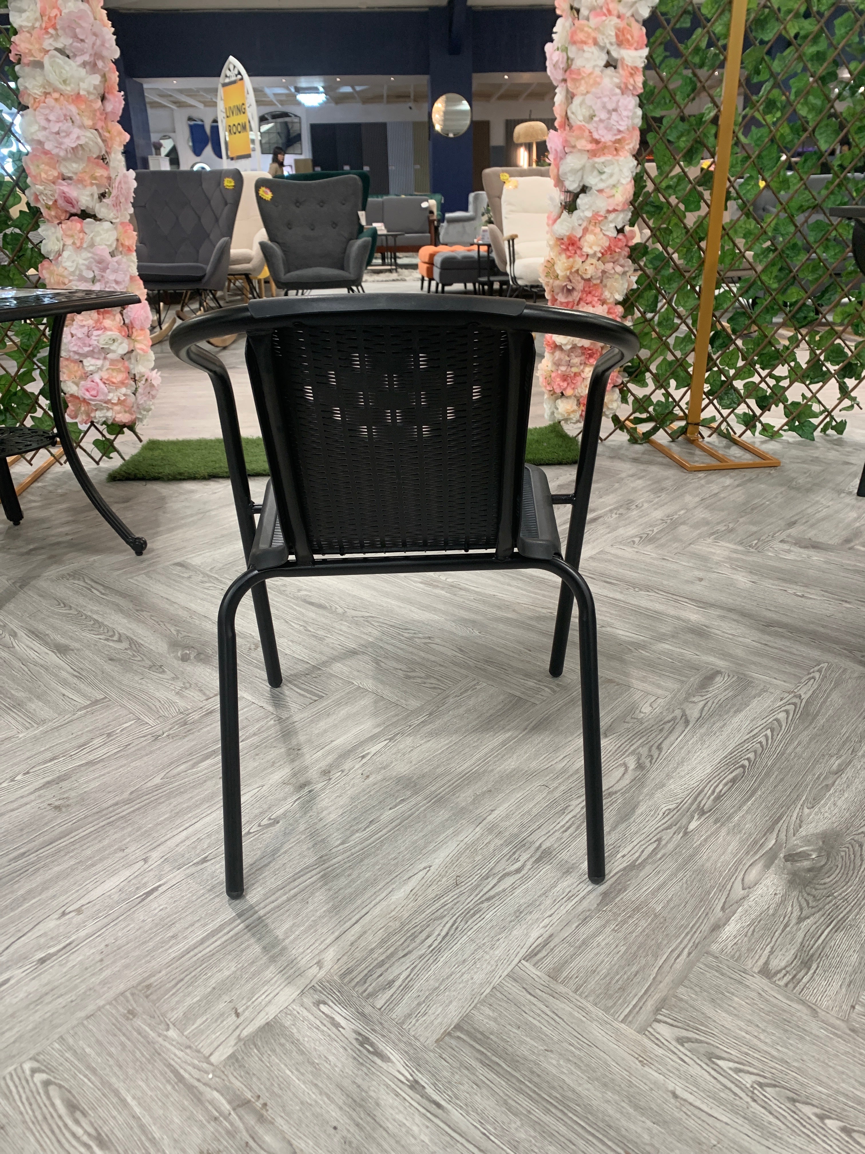 PE Black Rattan Stacking Garden Chair 1PC